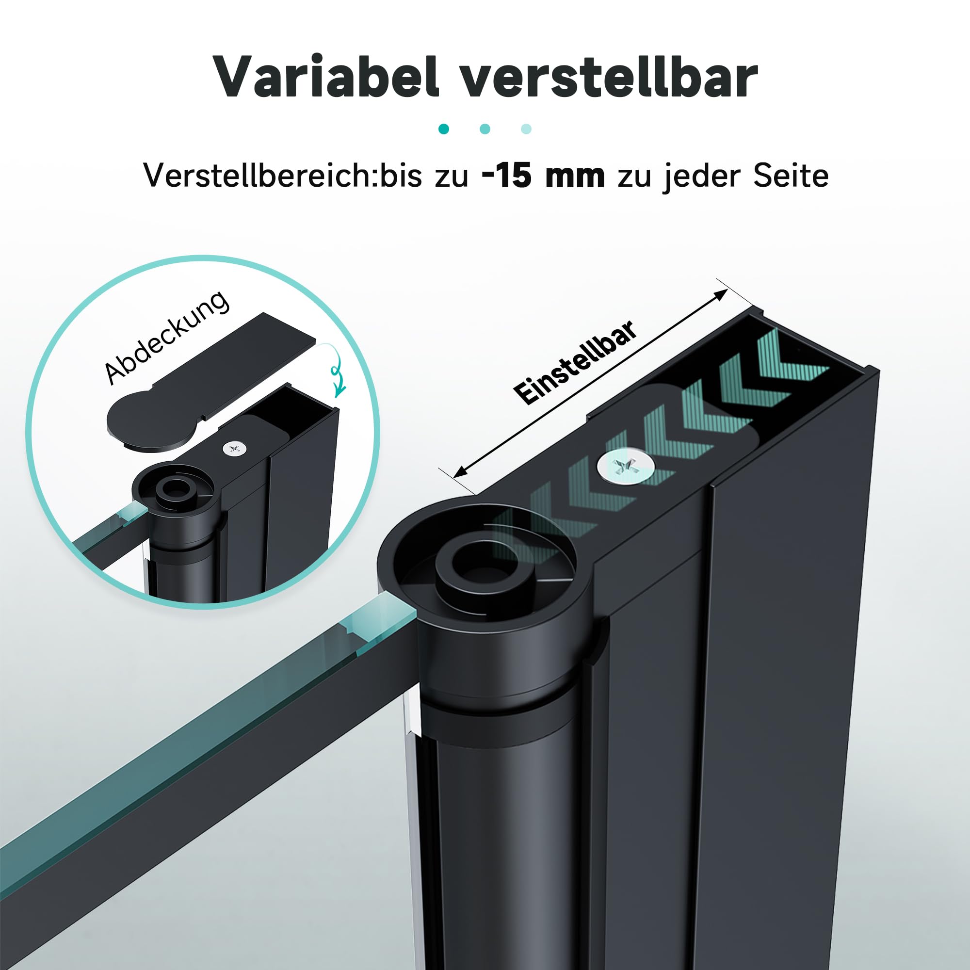 SONNI Duschtür 90x195CM gehärtetes Glas 5mm Doppelschiebetür Mattschwarzes Gitter Einseitige Nanobeschichtung Magnetische Dichtleiste