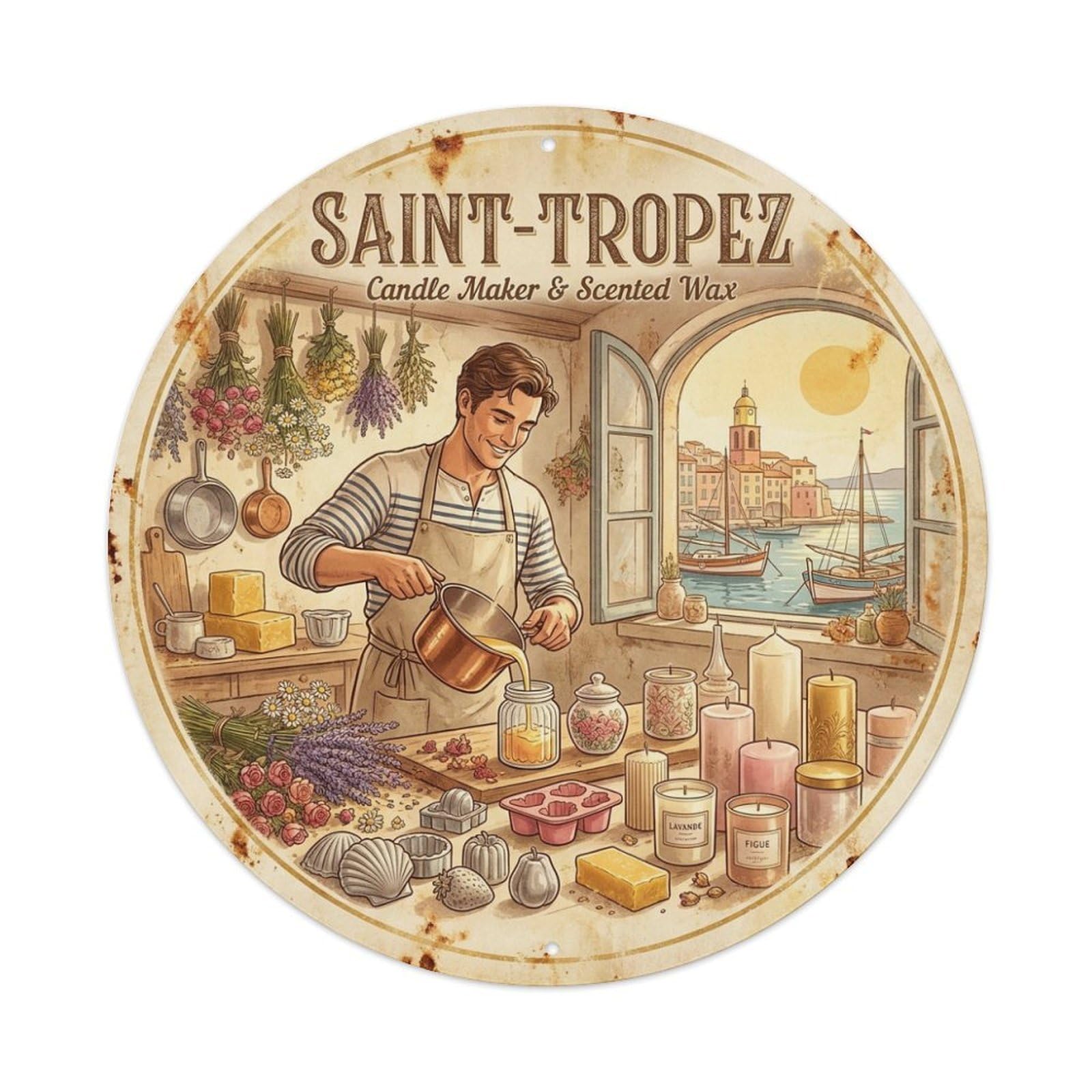 Gourmet Market Bread France Saint Tropez Seaside Travel Metal Tin Sign