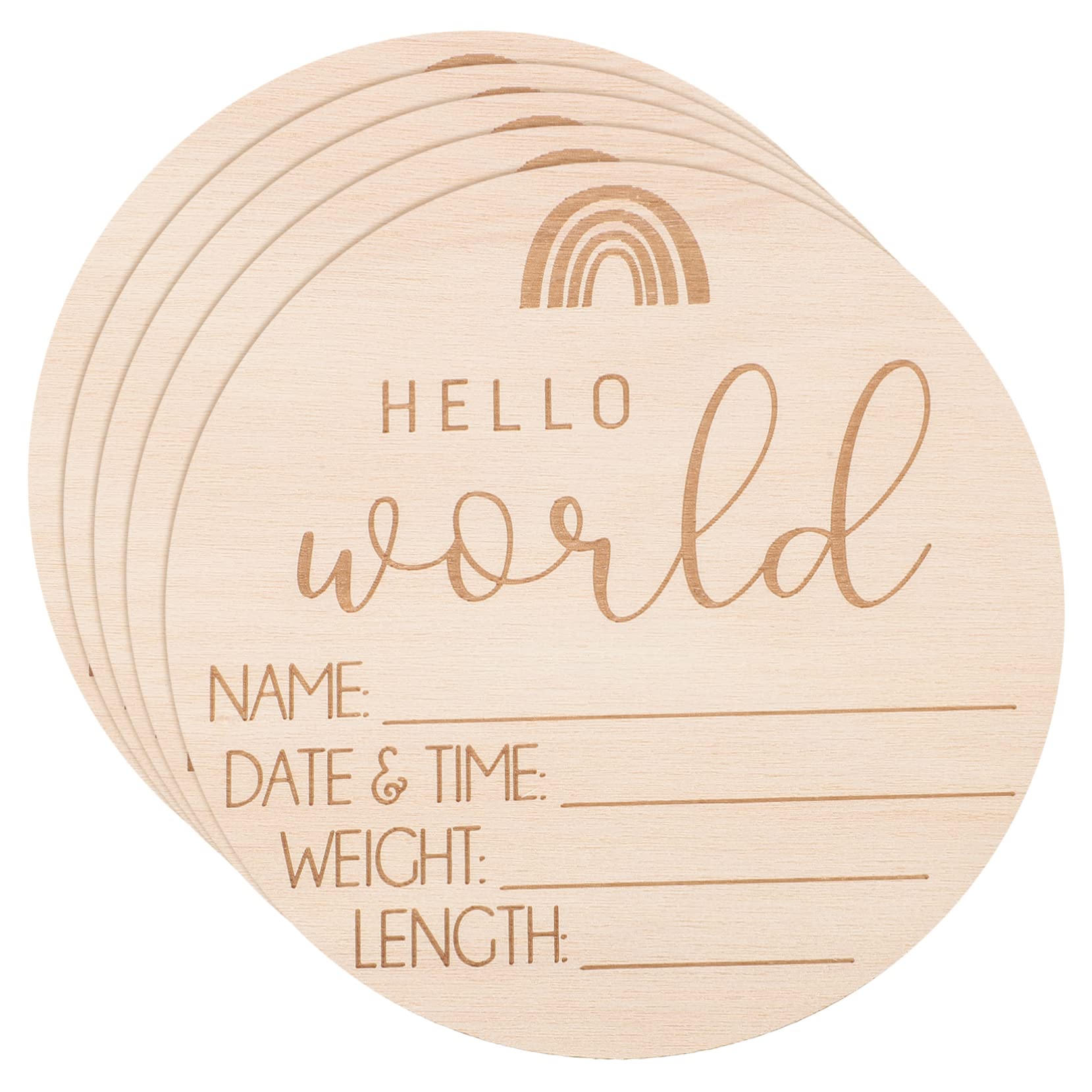 LIOOBO 5Pcs Rainbow Wood Birth Announcement Signs Welcome Sign Newborn Hospital Announcement Props Nursery Name Plaques for Shower Photography Decor