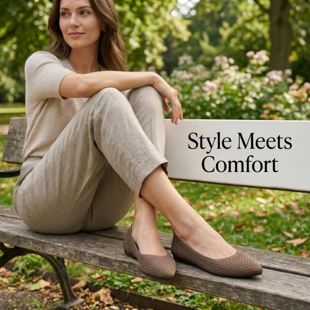Frank Mully Femmes Bout Pointu Ballet Plat Tricot Chaussures Basses Chaussures Plates Confortables Slip on Flats Chaussures pour Femme Chaussures Classiques
