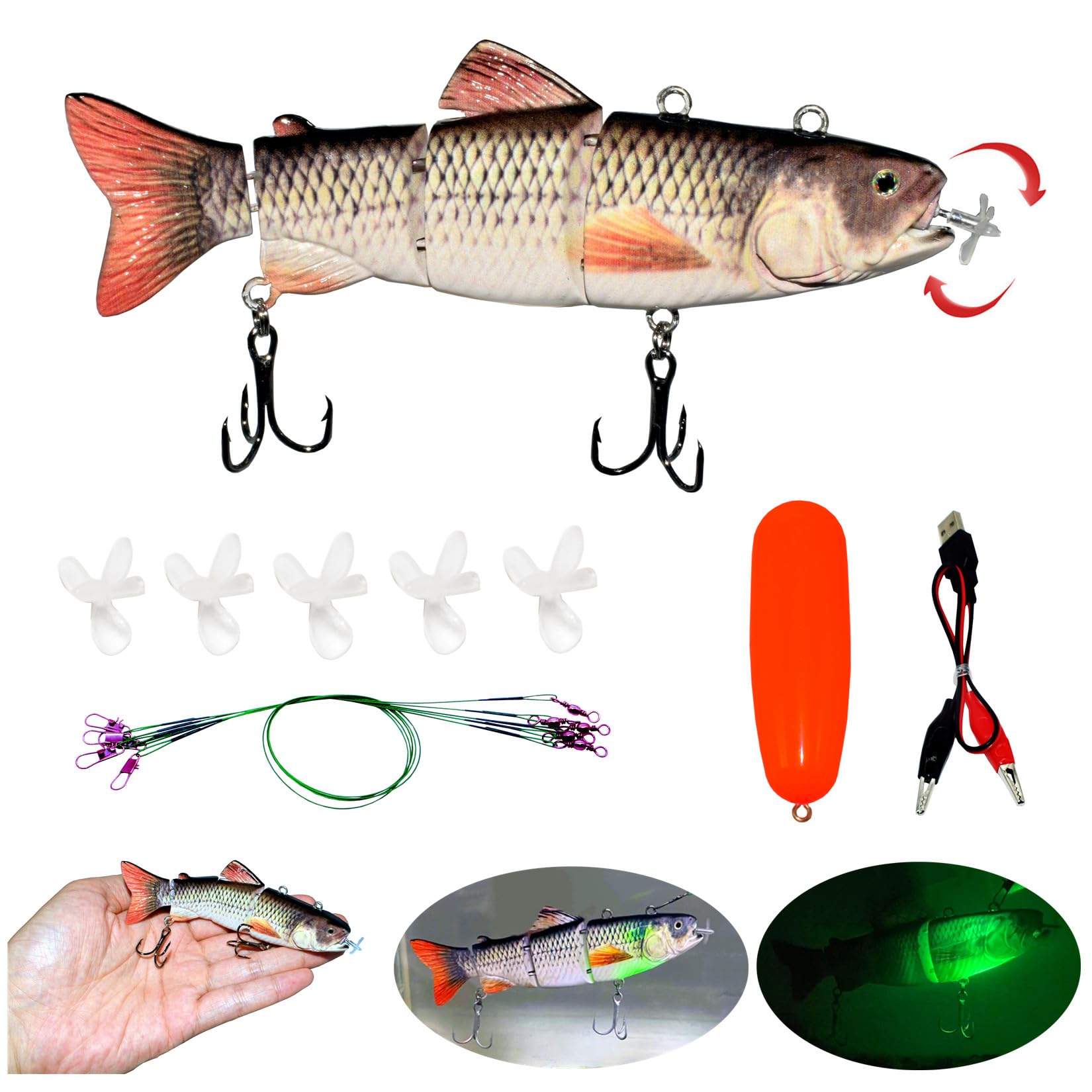 Fishing Lures Electric Lure Swimbait USB Rechargeable Bait Crankbait Automatic Swimming Lifelike Fish Fishing Tackle 5.12