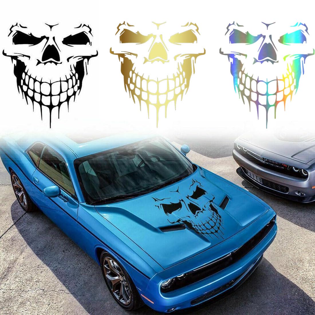 Fasce Decorative Per Auto In PVC – Adesivi Per Carrozzeria A Tema Halloween – 4 Colori: Argento, Laser, Oro, Blu