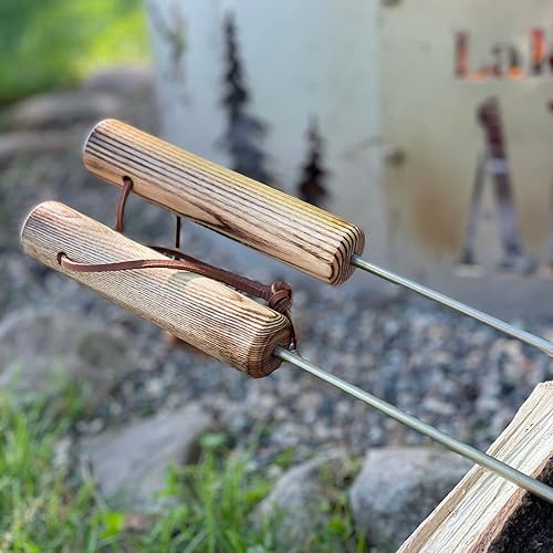 Miniatura 7 de Campfire Bay Tenedores para asar de acero inoxidable de 40 pulgadas, paquete de 2 unidades, construcción sólida de 1 pieza, fabricado en Estados