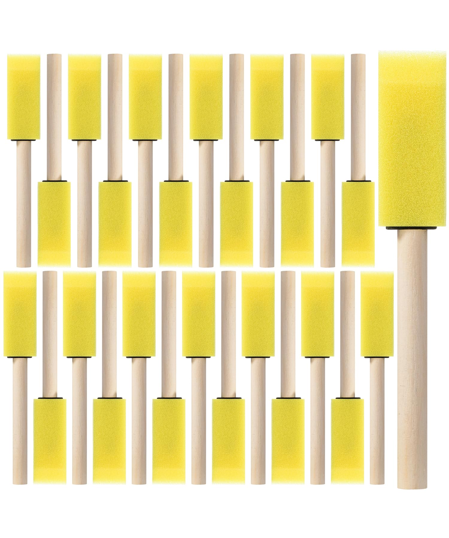 Bates- Foam Paint Brushes with Wood Handle, 1 Inch, 26 Pack, Yellow, Sponge Brushes for Painting, Sponge Paint Brush