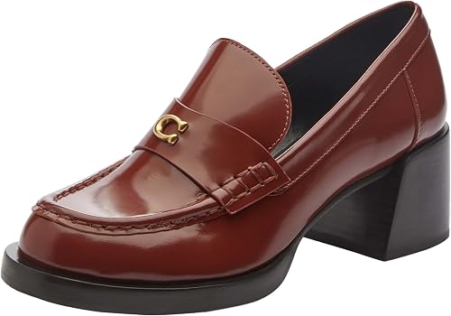 COACH CU228 XB6 5 B Natalie LTH Loafer Dark Neutral 5 B