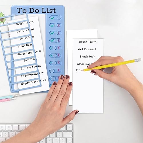 Miniatura 2 de 4 tablas de tareas para niños y adultos, bloc de notas de lista de tareas pendientes con 40 piezas de repuesto de papel blanco puro, tablero de plan