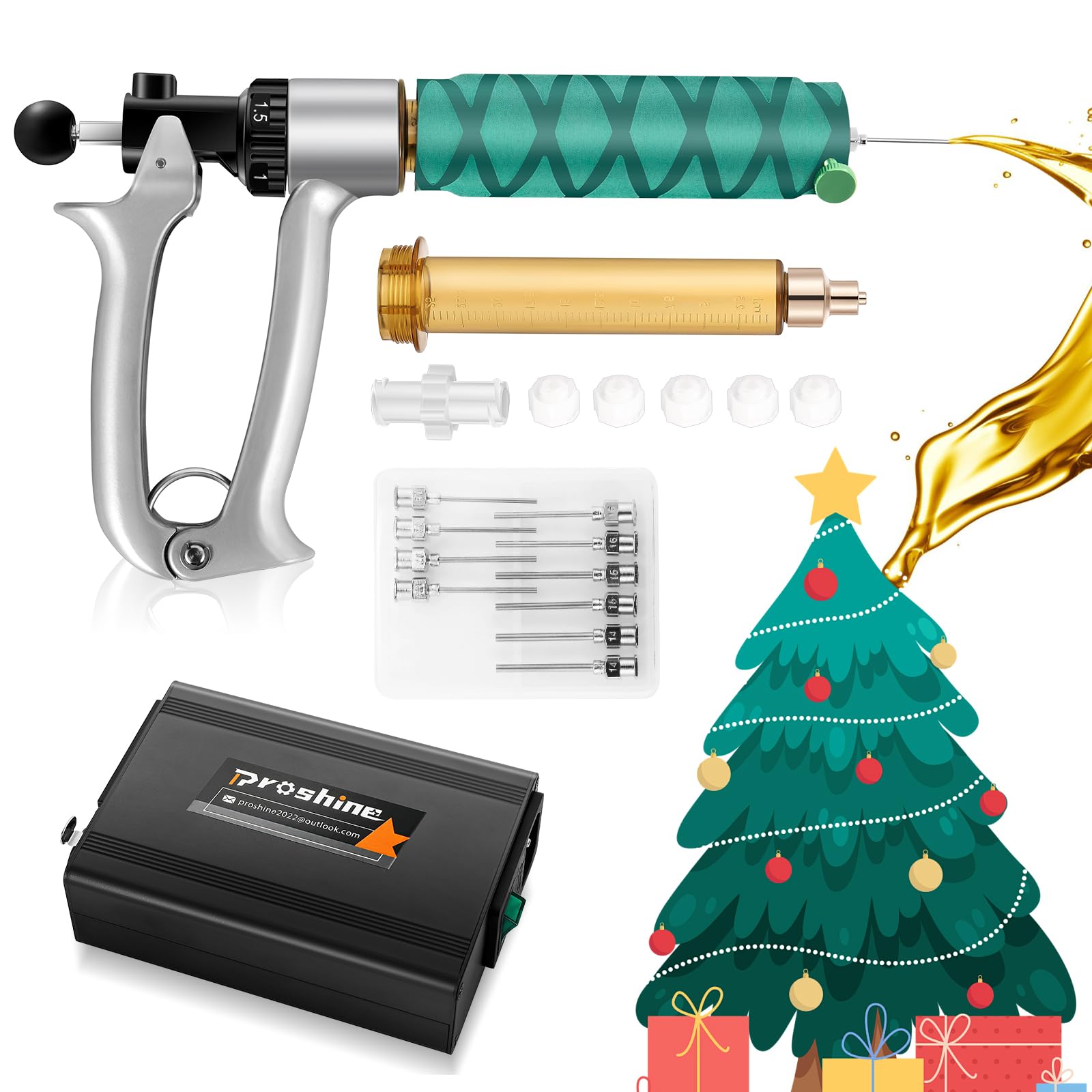 Proshine Cartridge Filling Gun Machine Filler, Heated Handheld Portable with 2 Tubes 10 Needles