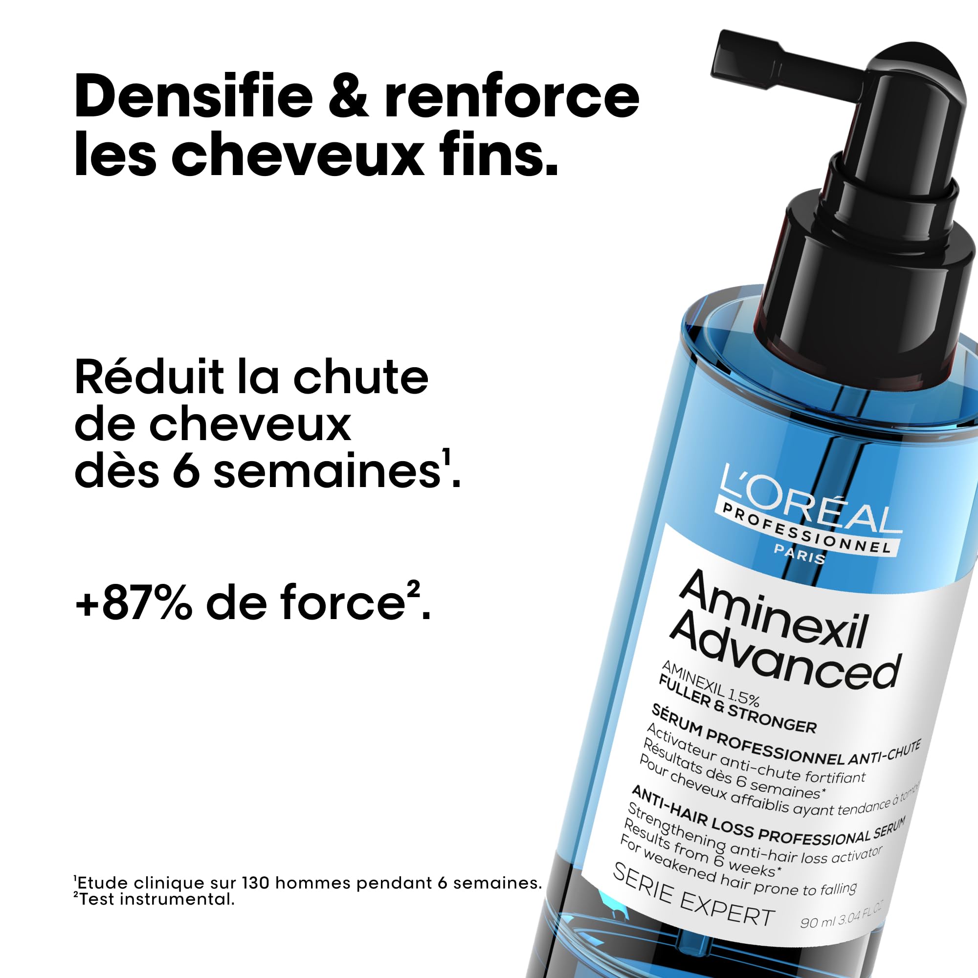 L'Oréal Professionnel Sérum Aminexil Advanced Fuller & Stronger, Enriquecido con Activos Dermatológicos para Prevenir la Caída del Cabello, Aminexil Advanced, 90 ml