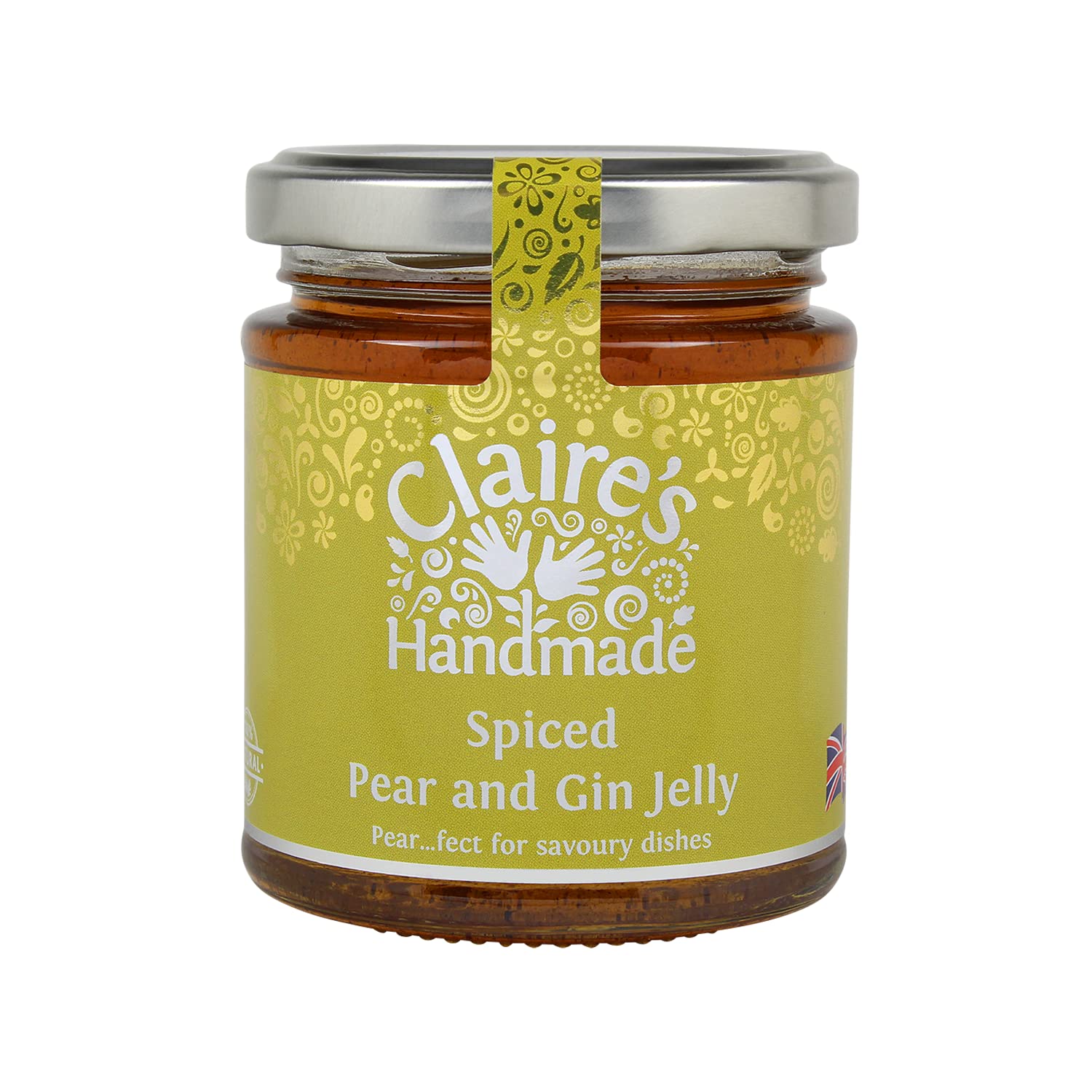 Claire's Handmade - Spiced Pear and Gin Jelly (200g) - Traditionally Made Aromatic & Warm Jelly, Perfect Pairs with Savoury Dished, Suitable for Vegetarian, Vegan & Gluten Free Diets, GMO Free