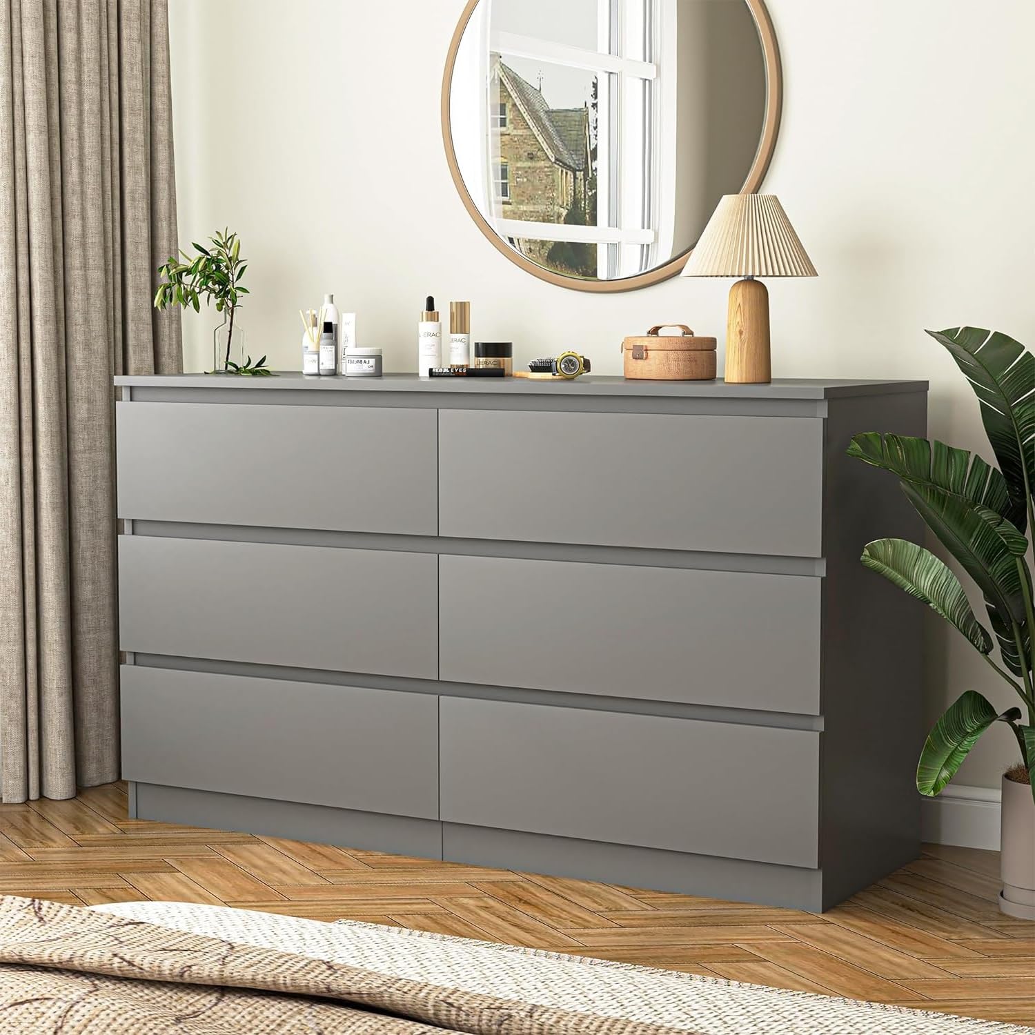 Amazon.com: WHDQPX Grey Dresser for Bedroom,Modern Large 6 Drawer Dresser  with Deep Drawer,Wood Storage Chest of Drawer for Bedroom,TV Stand for  Living Room : Home & Kitchen