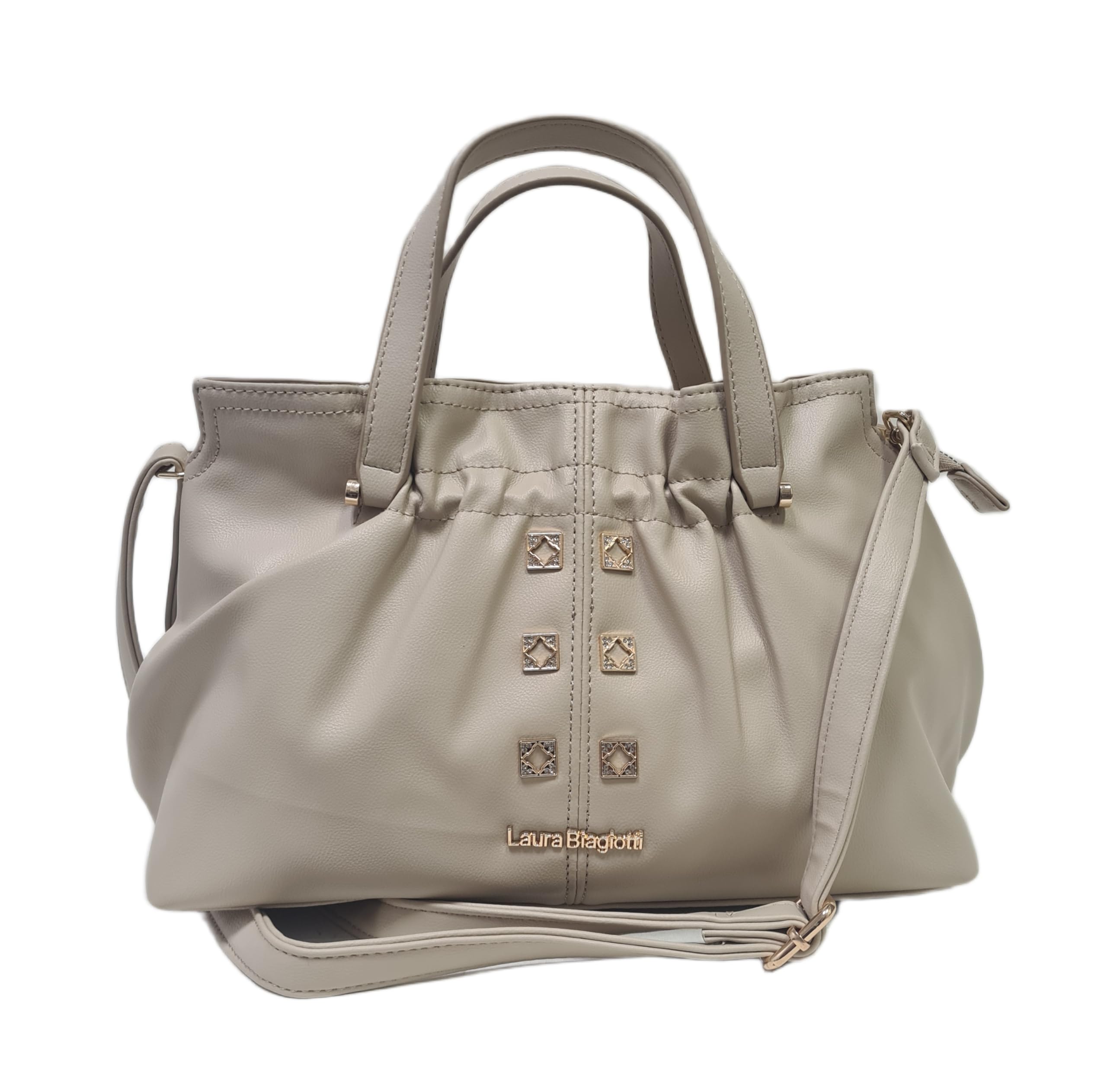 Laura Biagiotti Borsa a Mano Linea Eclyper, Pelle Sintetica, Dimensioni 31x20x13 cm, con Tracolla Regolabile Rimovibile, Accessori Oro LB26S-252-2 | Leggera