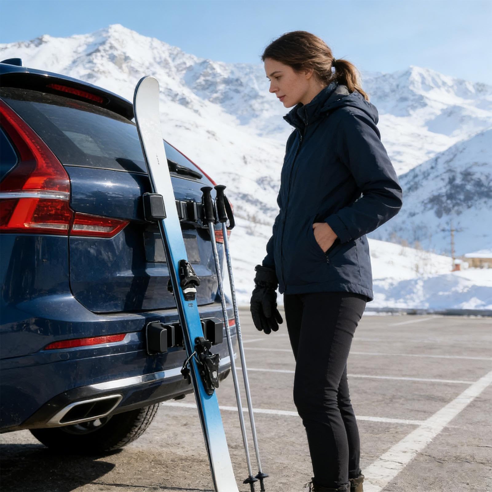 Portaesquís Magnético para el Lateral del Coche - Soporte de Almacenamiento para Esquí de Camión,Portaequipajes para Snowboard De Coche - para Vehículos SUV y Camionetas en Viajes de Deportes de