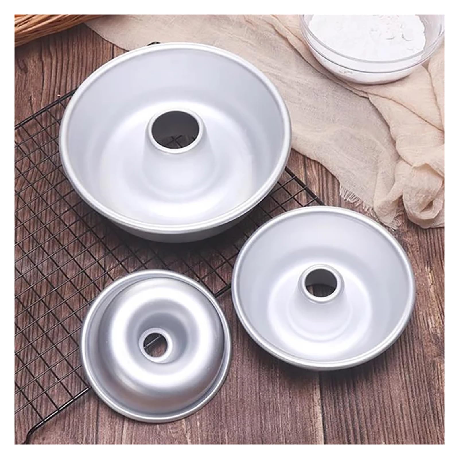 Genérico Molde for pastel con forma de anillo aluminio, for hornear donuts pequeños/lager/gigantes, 1 ud(H04)