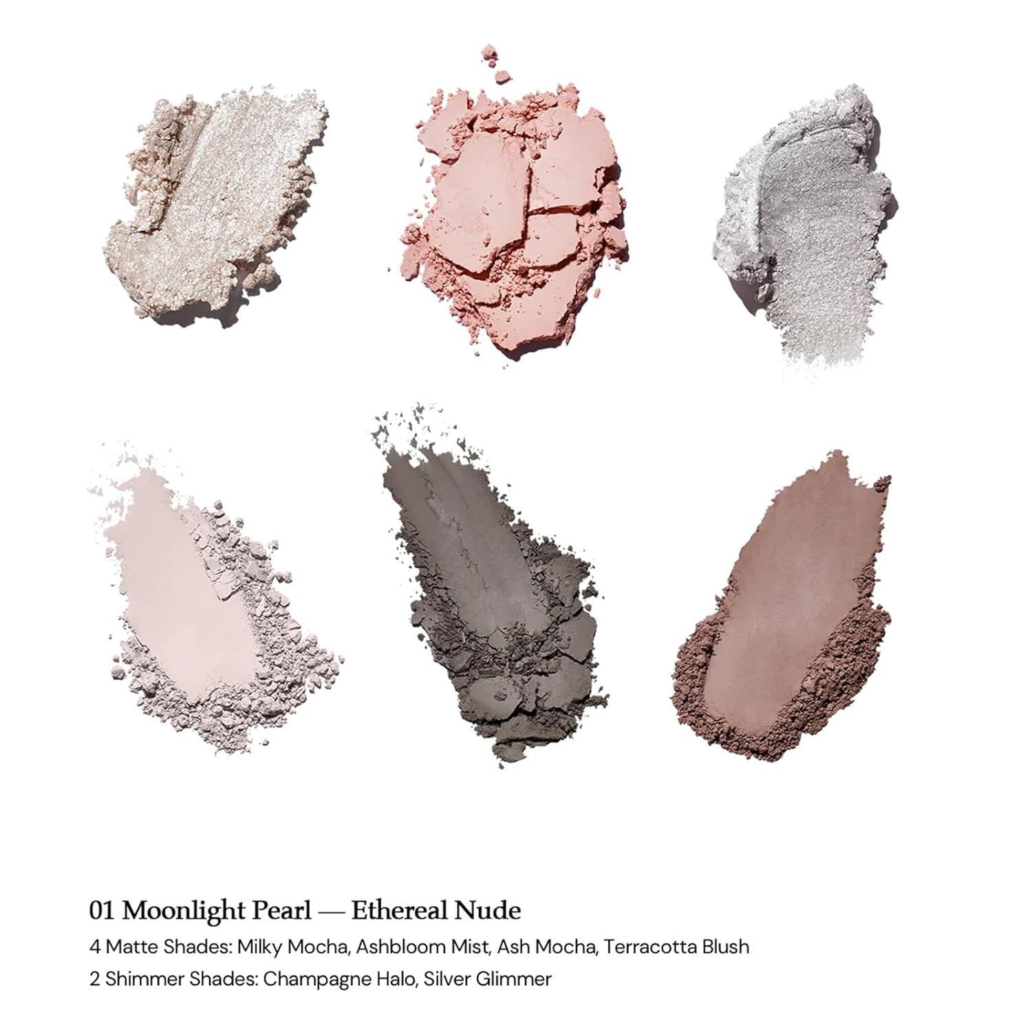 Flower Knows Shell's Jewel 6-Color Makeup Palette,Nude Pink Eyeshadow with 4 Matte + 2 Shimmer Shades,Blendable Smooth Cute Make Up,0.23 Oz(01 Moonlight Pearl) - Image 2