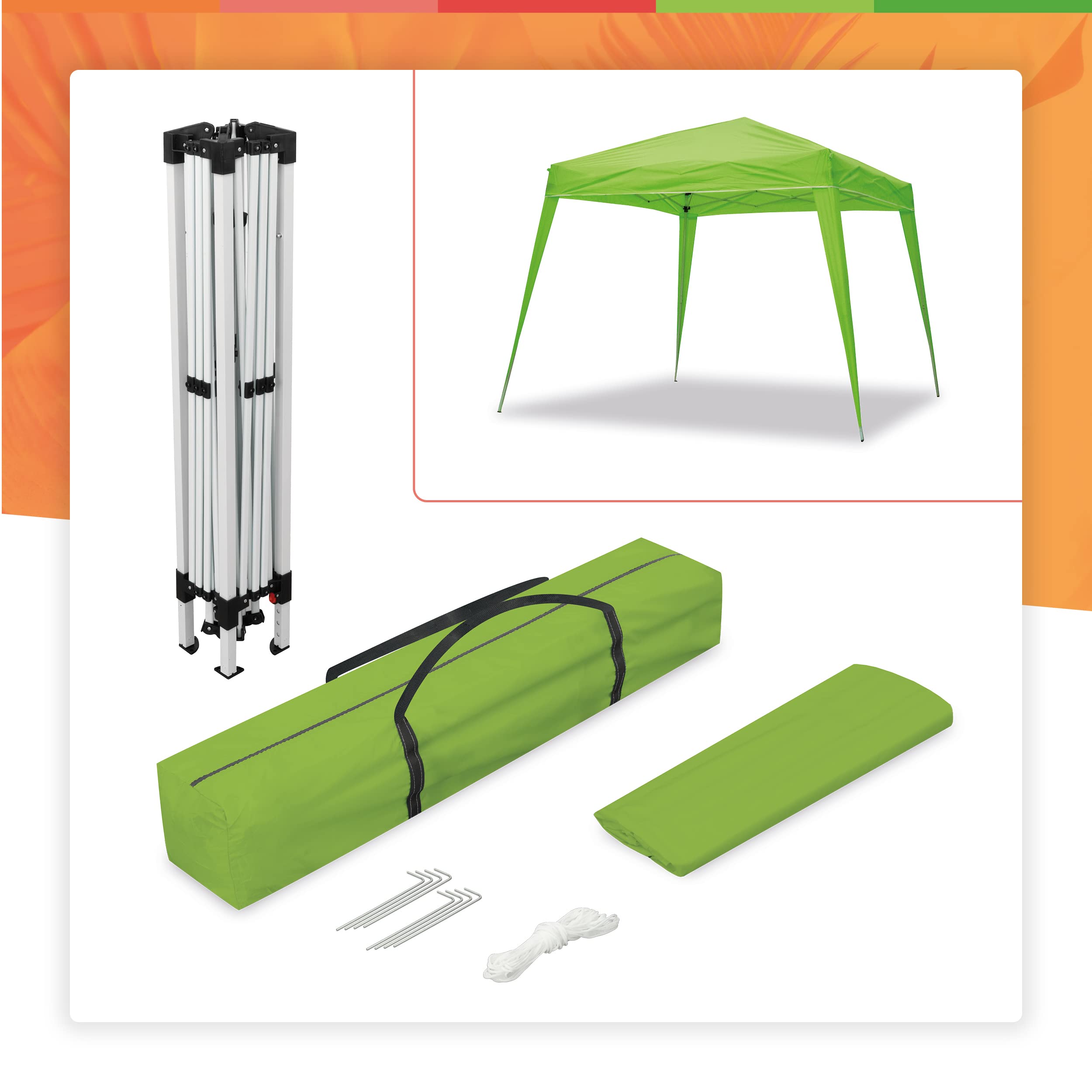 Wasabi Faltpavillon 3x3 m Wasserdicht – Garten Pavillon Stabil – Klappzelt für Garten, Terrasse, Camping und Strand – Schnellaufbau – Mit Tragetasche (Grün)