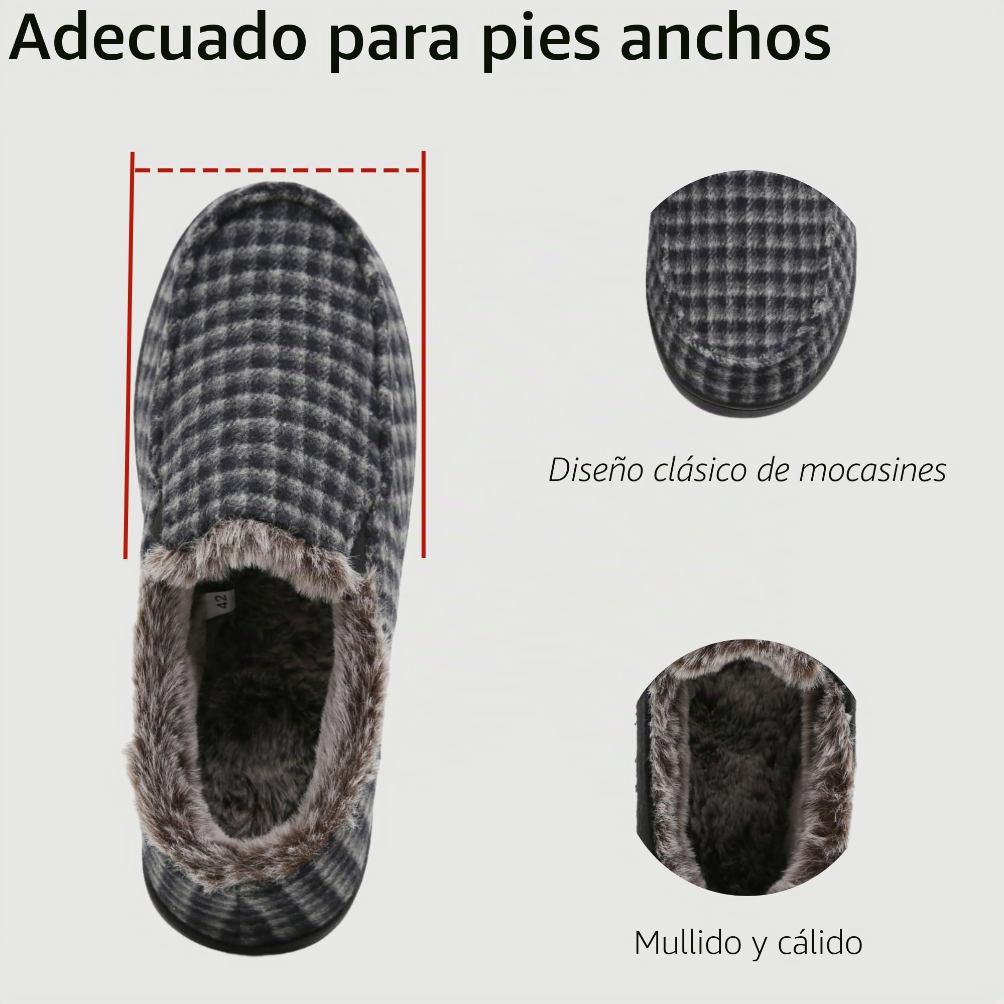 SMajong Zapatillas de Estar por Casa Hombre Invierno Cálido Pantuflas Zapatos con Antideslizante Suelo para Interior y Exterior Gr.40-46