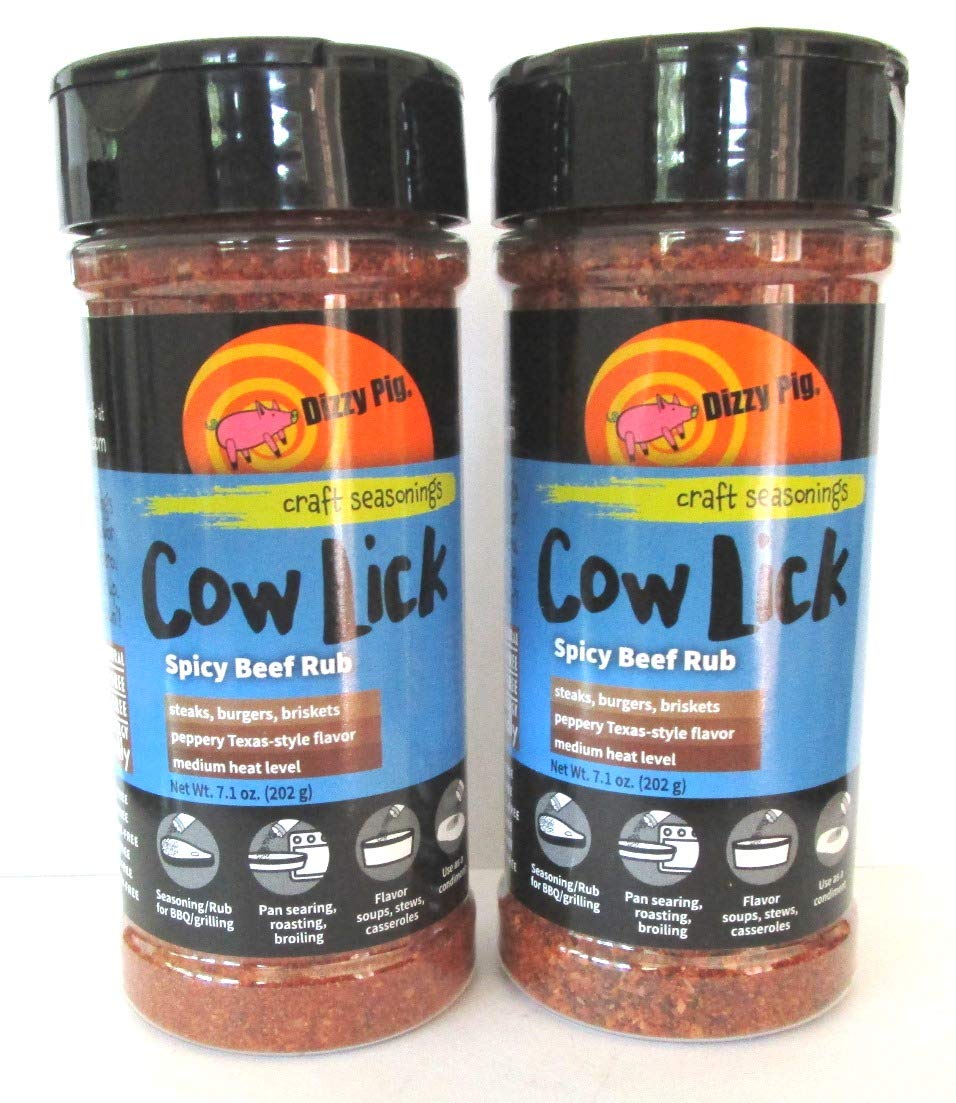 Dizzy PigBarbecue Company Cow Lick Spicy Beef Rub (8oz Shaker, Two Pack)
