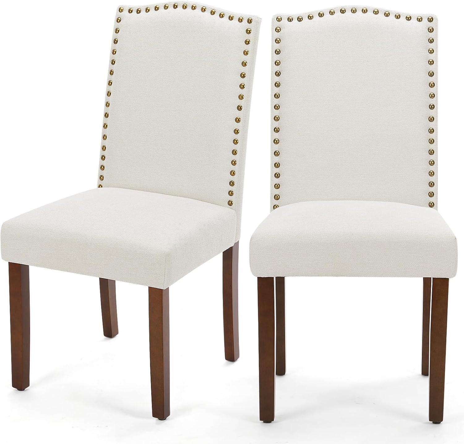 DUMOS Dining Chairs Set of 2, Fabric Kitchen Chairs for Living Room, Beige
