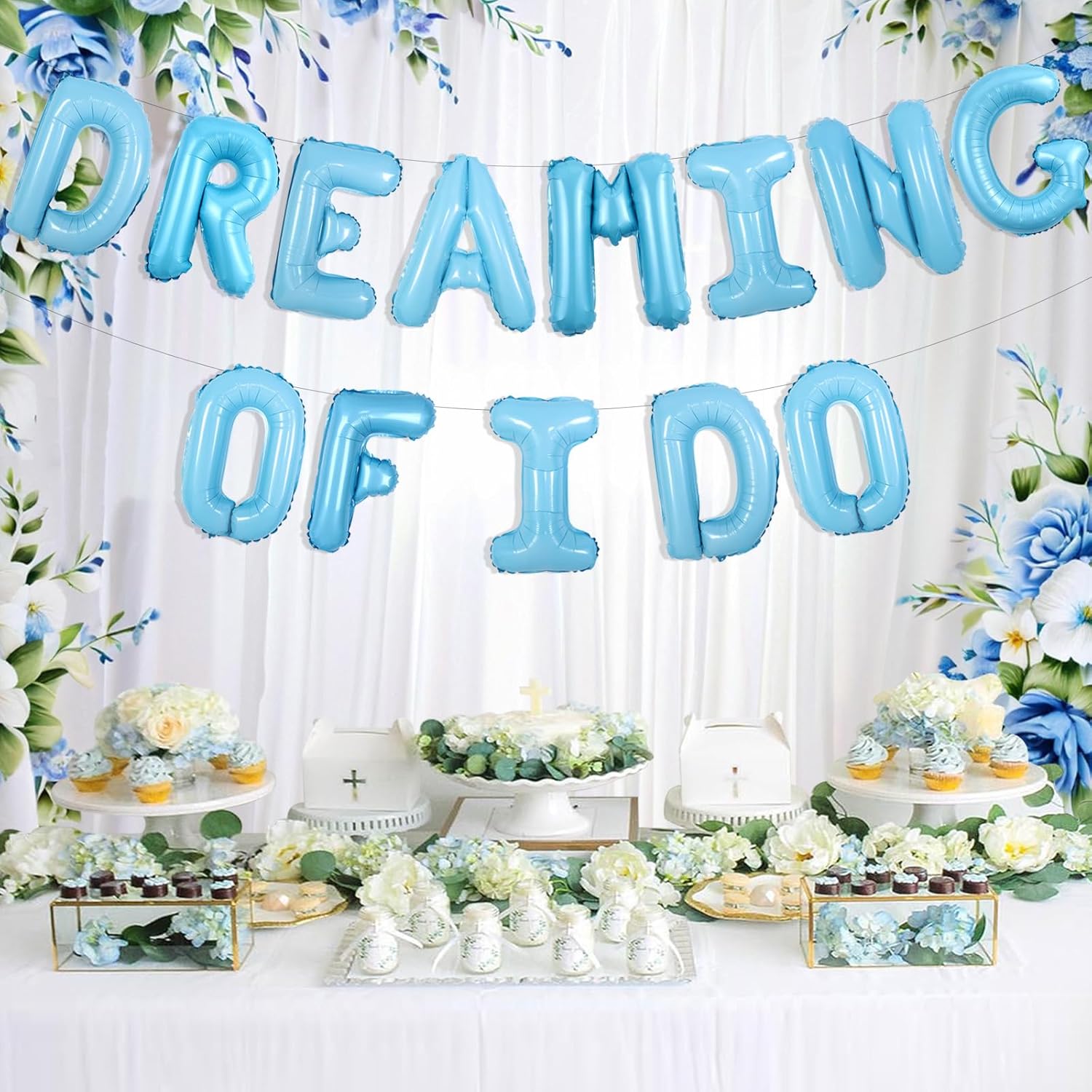 Dreaming of I Do Balloon Banner Blue Bachelorette Party Decoration Funny Bachelorette Party Supplies Banner Bride To Be Party Decors for Engagement Wedding Party Supplies