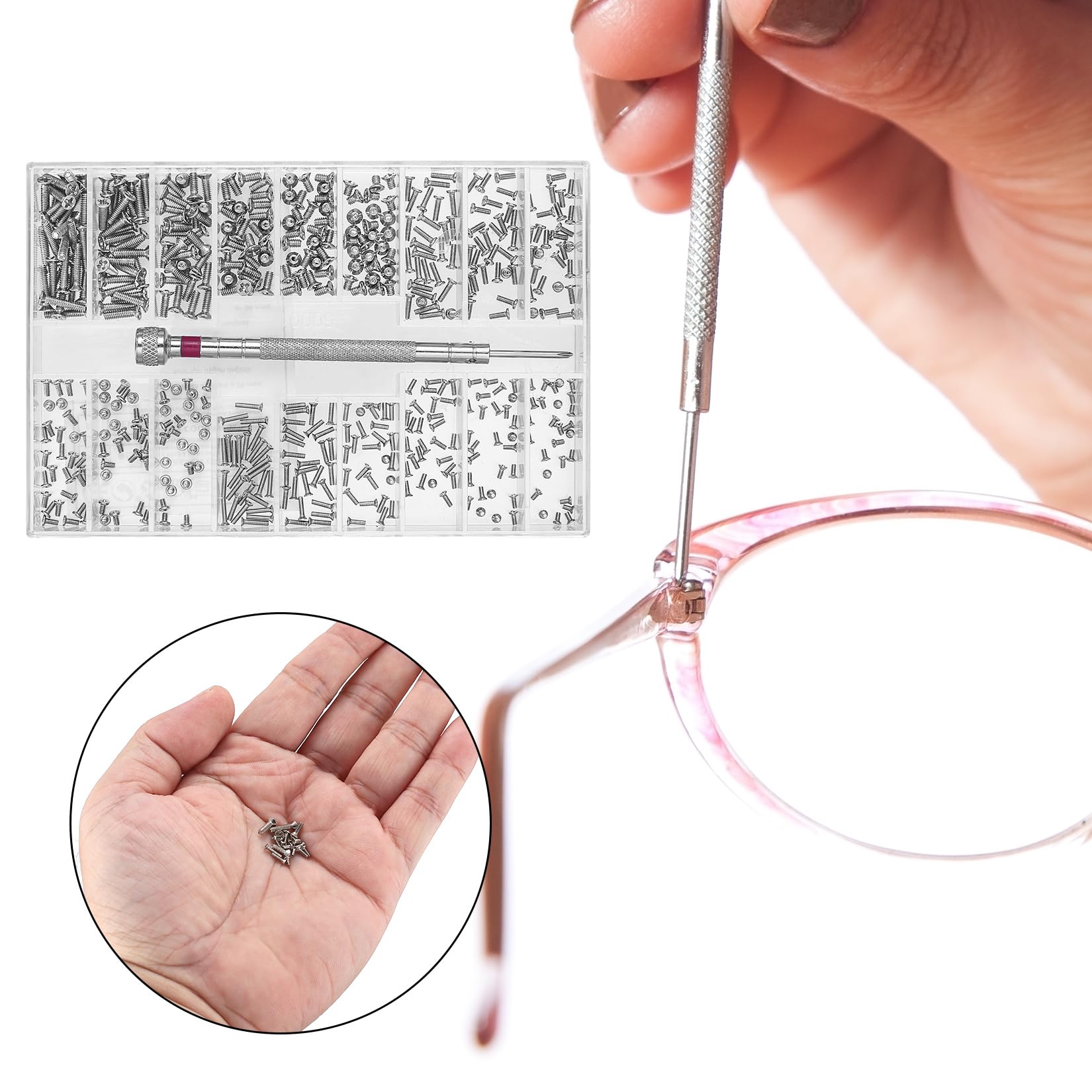 Set di 486 viti piccole dimensioni, viti occhiali, M1.2 M1.4 M2, viti riparazione mini, viti orologi micro, viti orologi computer