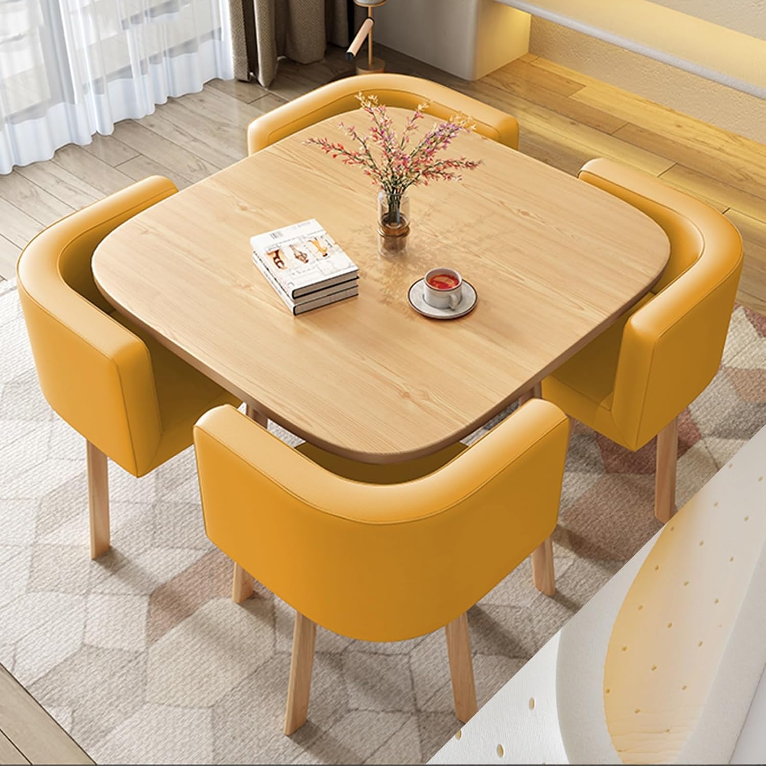 Reception Table And Chair, Space Saving Dining Table, Negotiation Dining Table And Chair Set, Office Reception Room Club Table And Chair Set, For Kitchen Bar Balcony Bedroom ( Color : Leather-latex ,