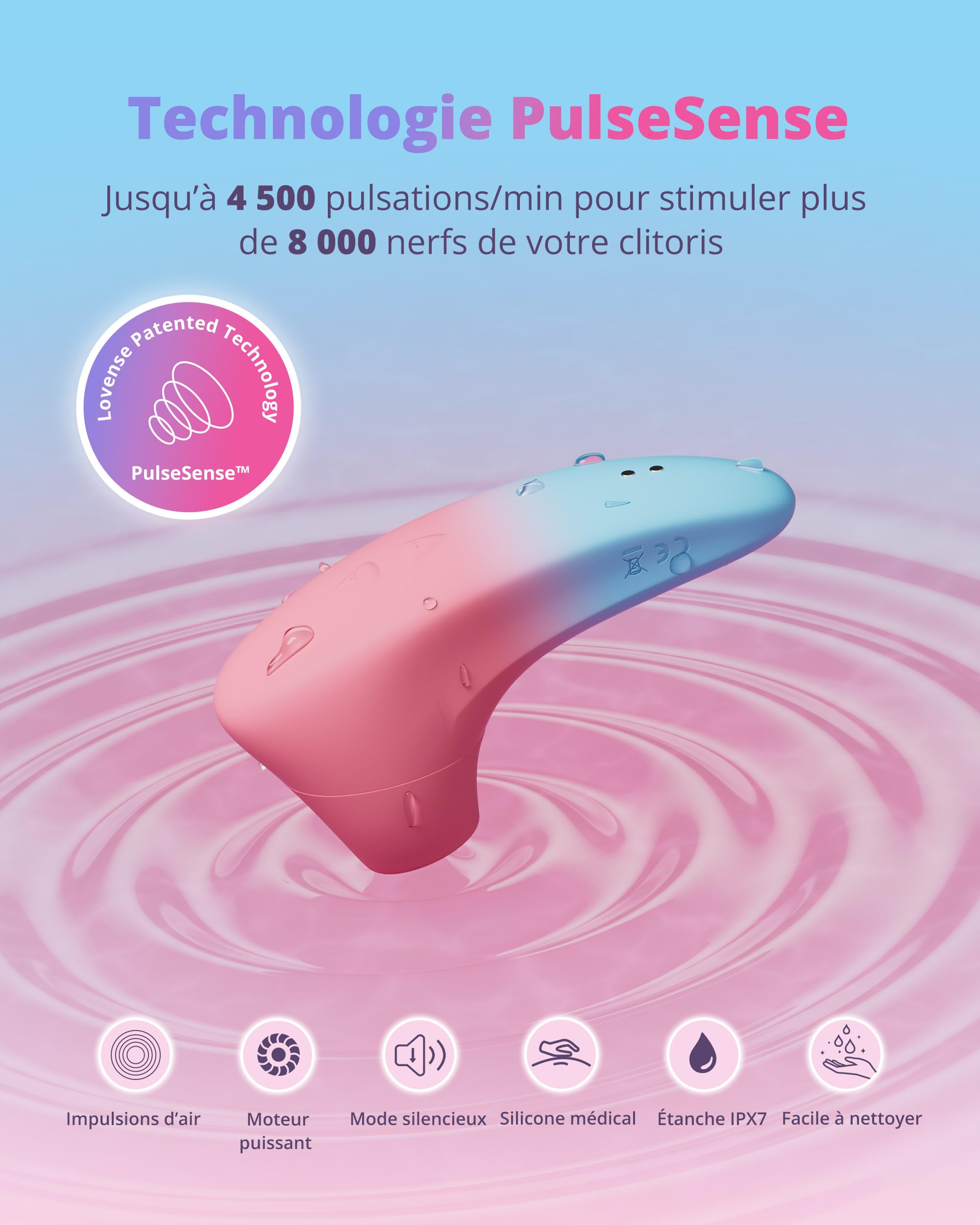 Lovense Tenera 2 Stimulateur Clitoridien à Succion Suceur de Clitoris | Vibromasseur Femme pour Couple Ondes d'Air Contrôle à Distance via Application, IPX7 Étanche, Discret, Stimulation des Tétons