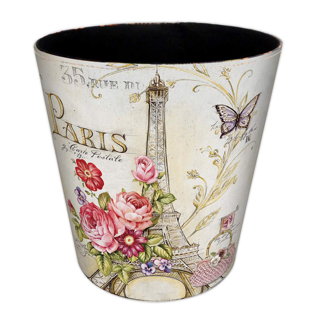 Lingxuinfo Scakbyer Waste Paper Bin, European British Style Tower Pattern Trash Can Wastebasket Garbage Can Without Lid Waste Bin for Kitchen Bathroom