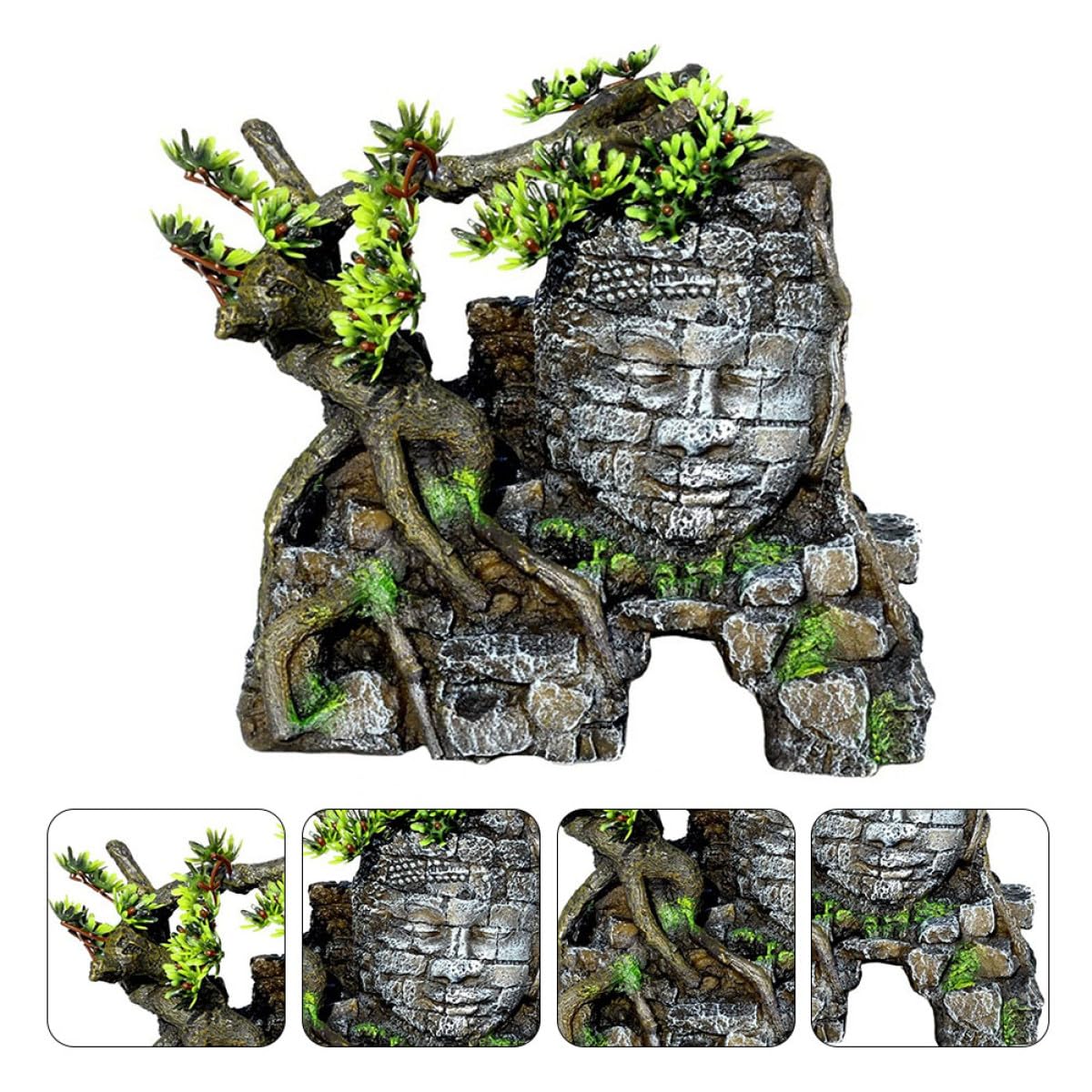 Ornement D'aquarium en Résine Décor Paysager Bouddha Simulation Grotte Cachée Abri à Poissons Décoration Intérieure Aquarium Eau Douce