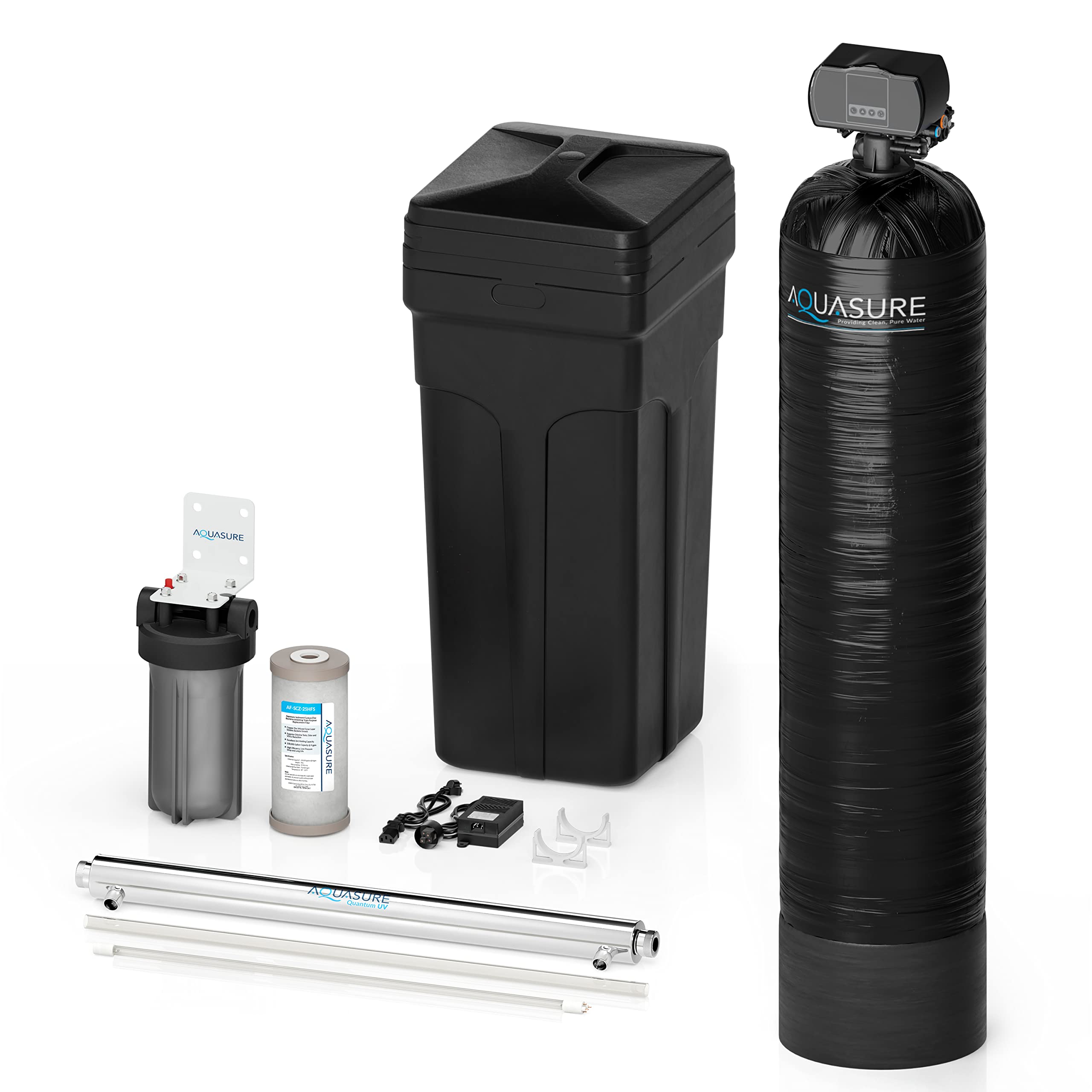 Aquasure 3-in-1 Water Purification System - Chlorine Reduction, UV Light, Pre-Filter, 64kG, 9000hrs