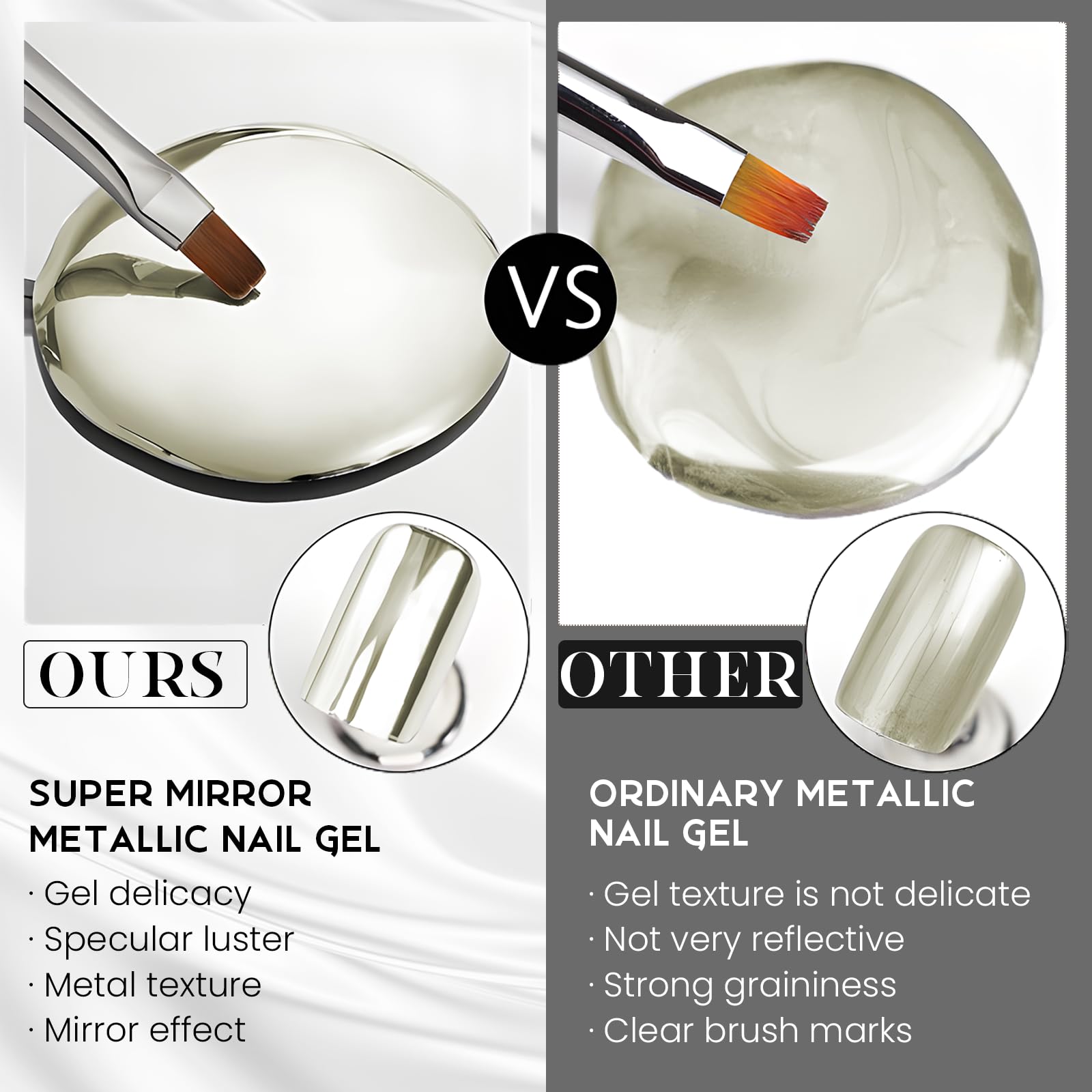 Gel de peinture métallique pour ongles, liner métallique, kit de peinture à jour, gel UV réfléchissant fort, avec pinceaux, gel à ongles, or clair