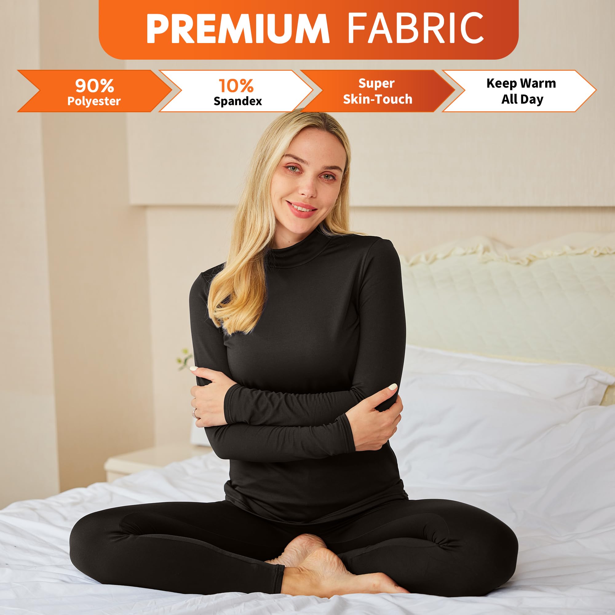 CL convallaria Long Johns - Ropa interior térmica para mujer, forro polar, capa base superior e inferior para clima frío, tallas XS-4XL