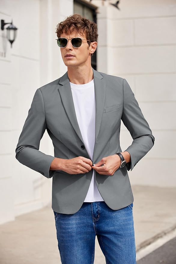 COOFANDY Mannen Casual Sportjassen Lichtgewicht Pak Blazer Jassen Een Knop