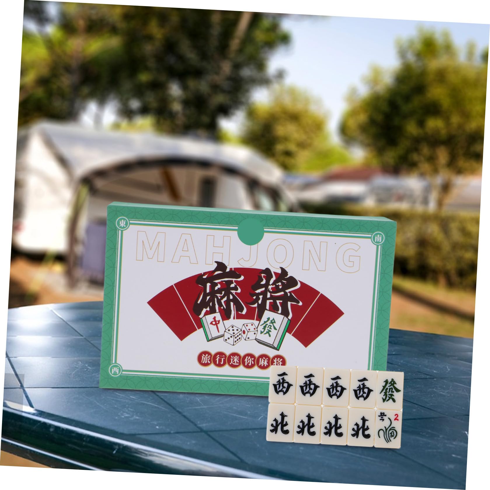 Toyvian Tragbares Miniatur Mahjong Satz 1 Kasten Melamin für Reisen