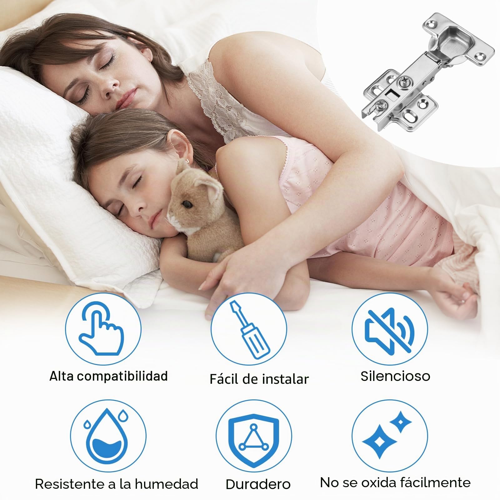 4 Piezas Bisagras Cazoleta, 35mm Bisagras para Muebles de Cocina con ángulo de Apertura 95°-100°, Bisagras Puertas de Cocina con Muelles Hidráulicos para Puertas de Armario, Zapateros, etc.