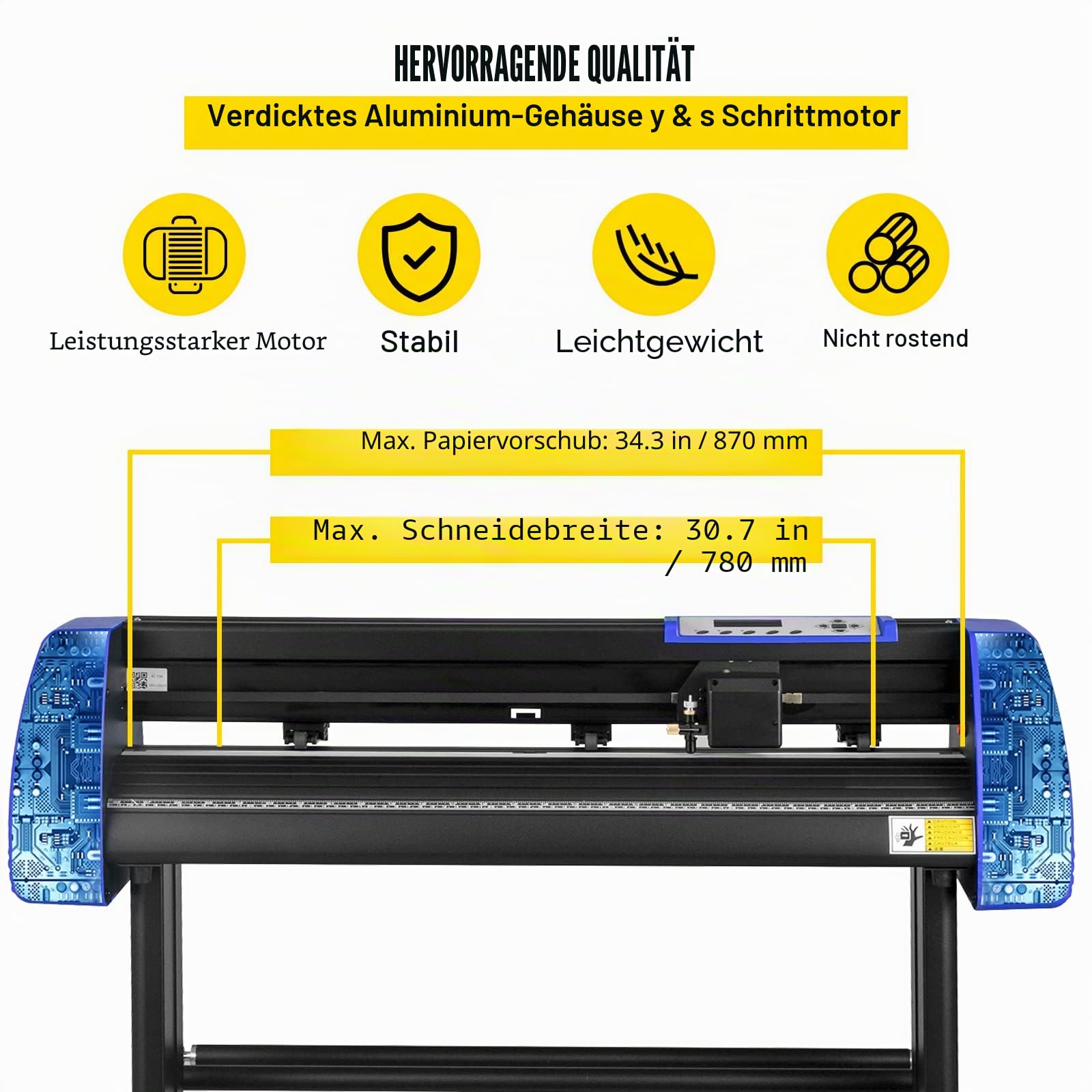 VEVOR Vinylschneider, 86,4 cm, Vinyl-Schneidemaschine mit 20 Klingen, maximaler Papiereinzug, 870 mm, Vinyl-Plotterschneider-Maschine mit stabilem Bodenständer, einstellbare Kraft und Geschwindigkeit