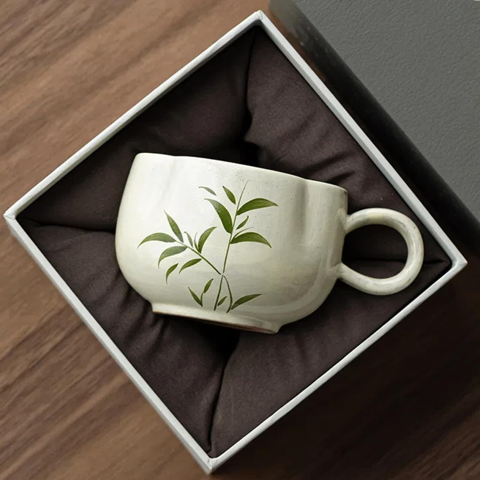Filiżanka do kawy chiński styl bambusowy wzór ceramiczna herbata i zestaw z łyżeczką - eleganckie naczynia do użytku domowego, piękne Chiny, nowy tradycyjny design