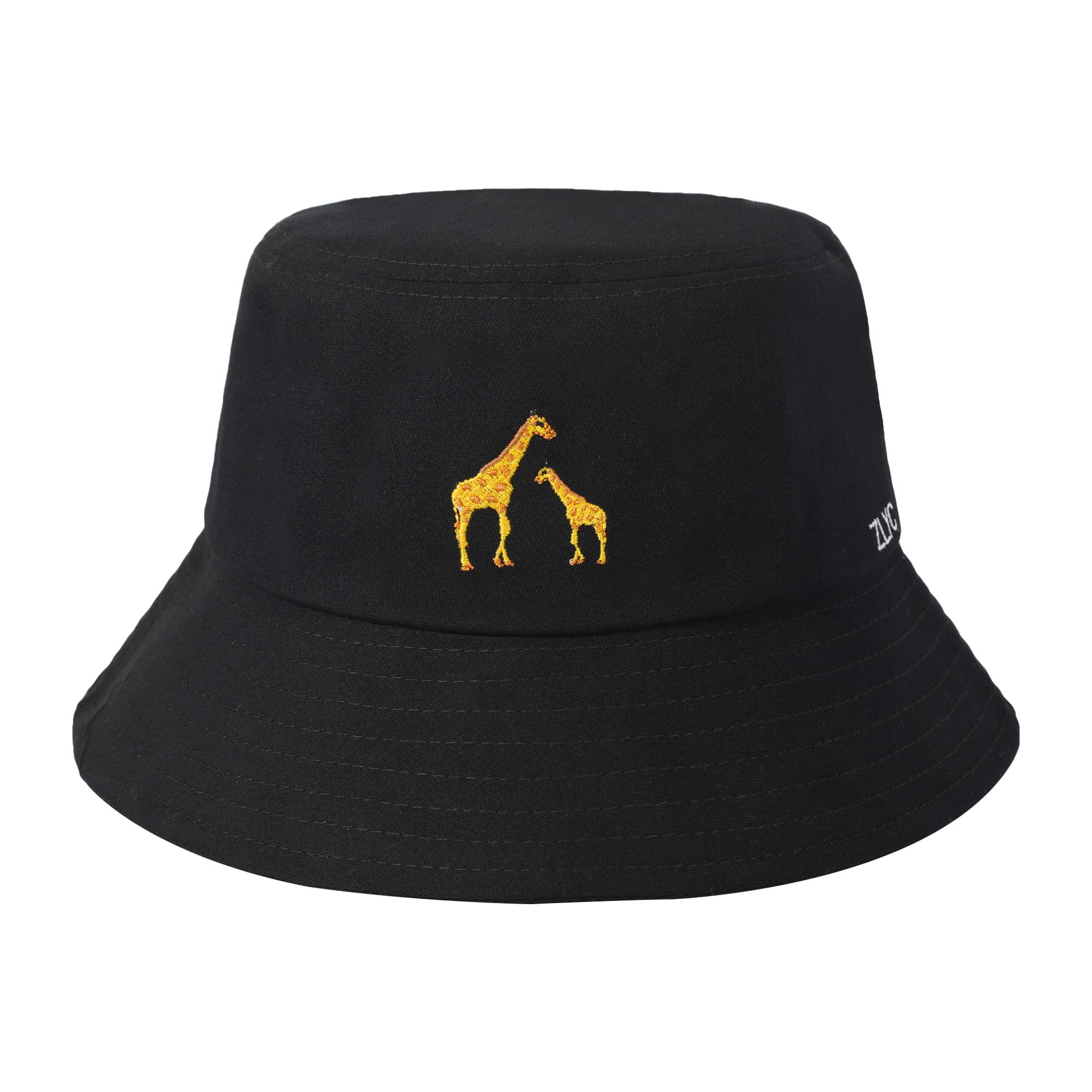 ZLYC Unisex Fashion Embroidered Fishing Hats Summer Hat Outdoor Hat for Teenagers Giraffe Black, One Size
