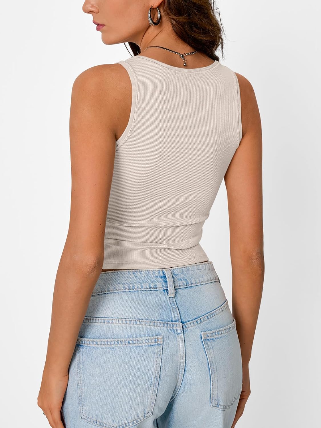 SUNBS Women's 3 Pack Square Neck Tank Tops Sleeveless Ribbed Workout Cute Outfits Summer Cropped Camisole Fashion Clothes - Image 4