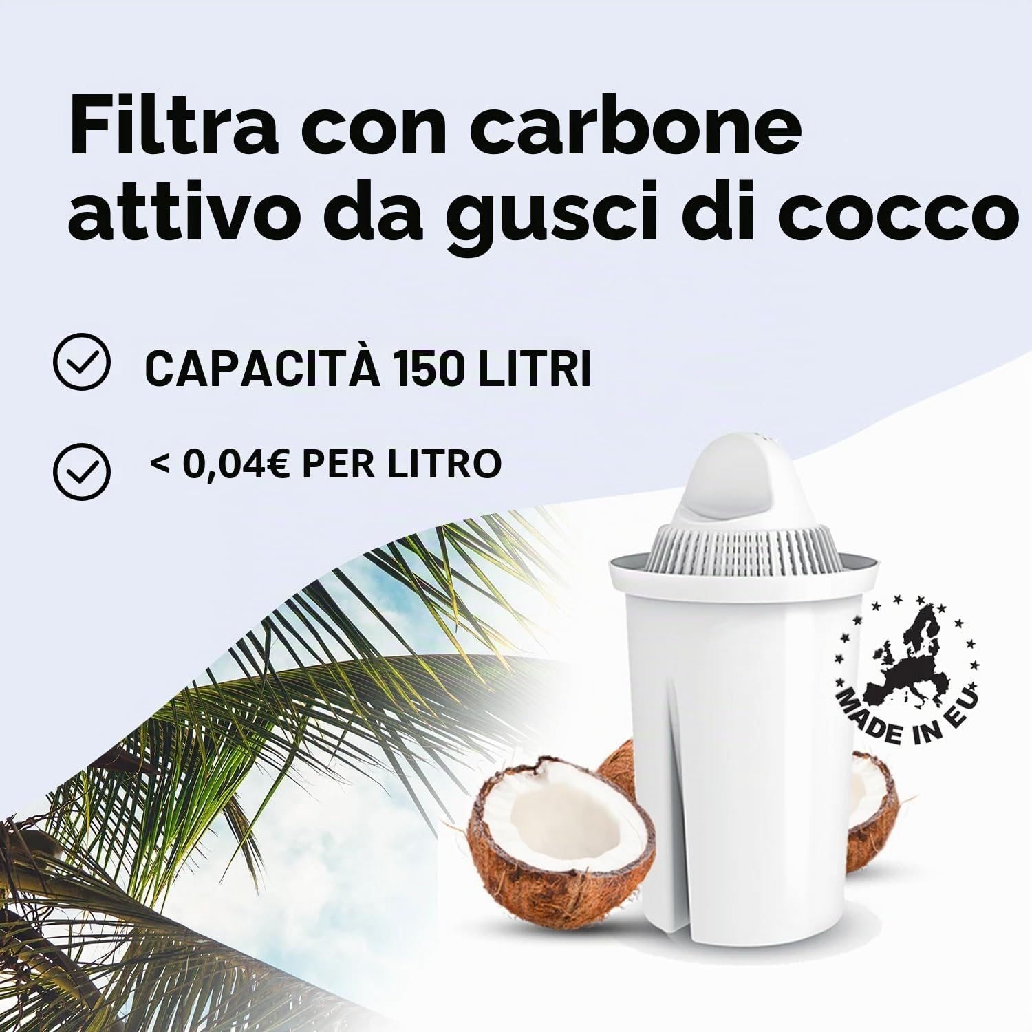 Filtro acqua in vetro PearlCo (antracite) con 3 cartucce filtranti Classic – riduzione di calcare, cloro, piombo e rame con caraffa in vetro – compatibile con Brita Classic – Made in EU