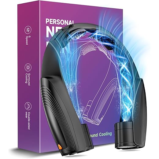 AI Portable Neck Fan with 6 Powerful Speeds 8000mAh Battery