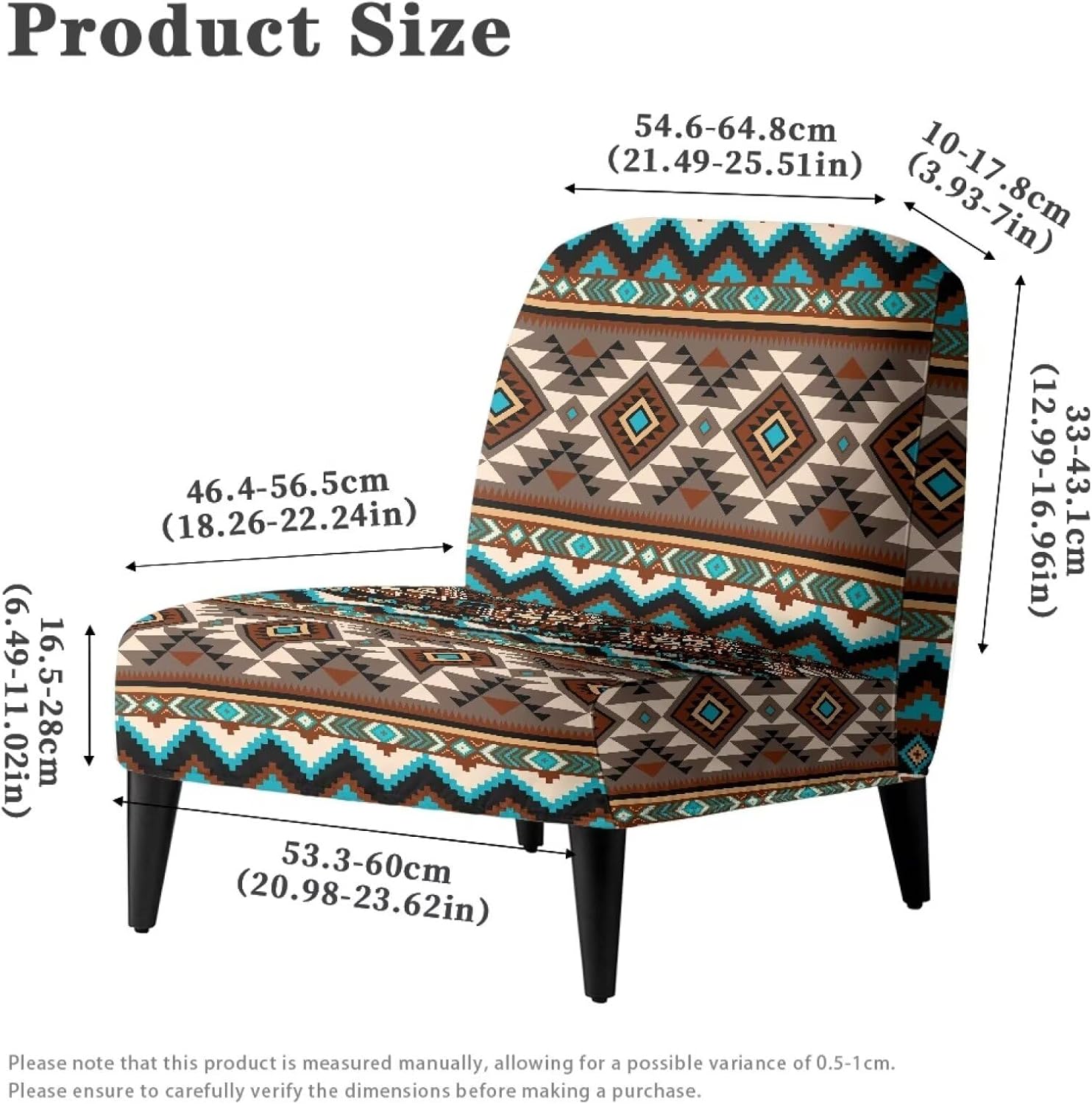 Armless Chair Covers Slipcover Aztec Brown Accent Chair Covers Washable Armless Chair Furniture Protector Covers for Living Room Hotel 1 Piece