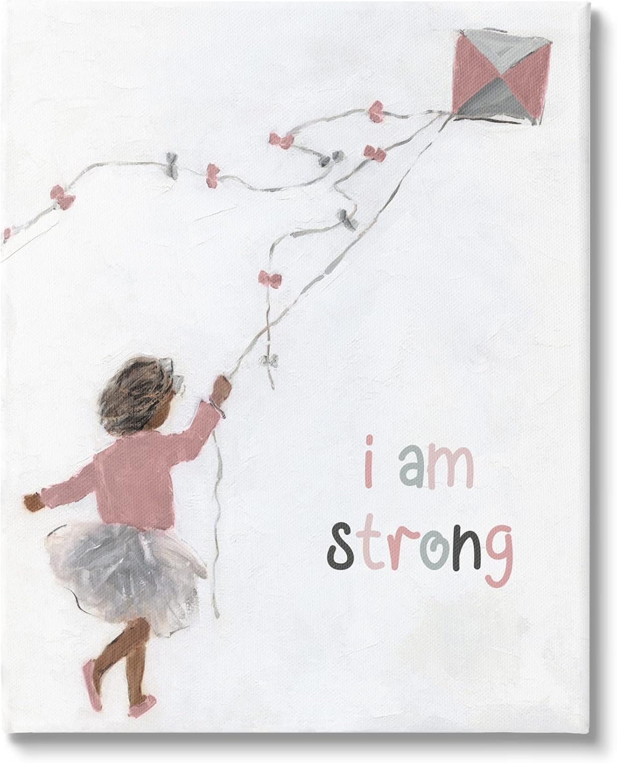Stupell Industries I Am Strong Motivating Kids Kite Flying Painting Canvas Wall Art, Design By Sally Swatland