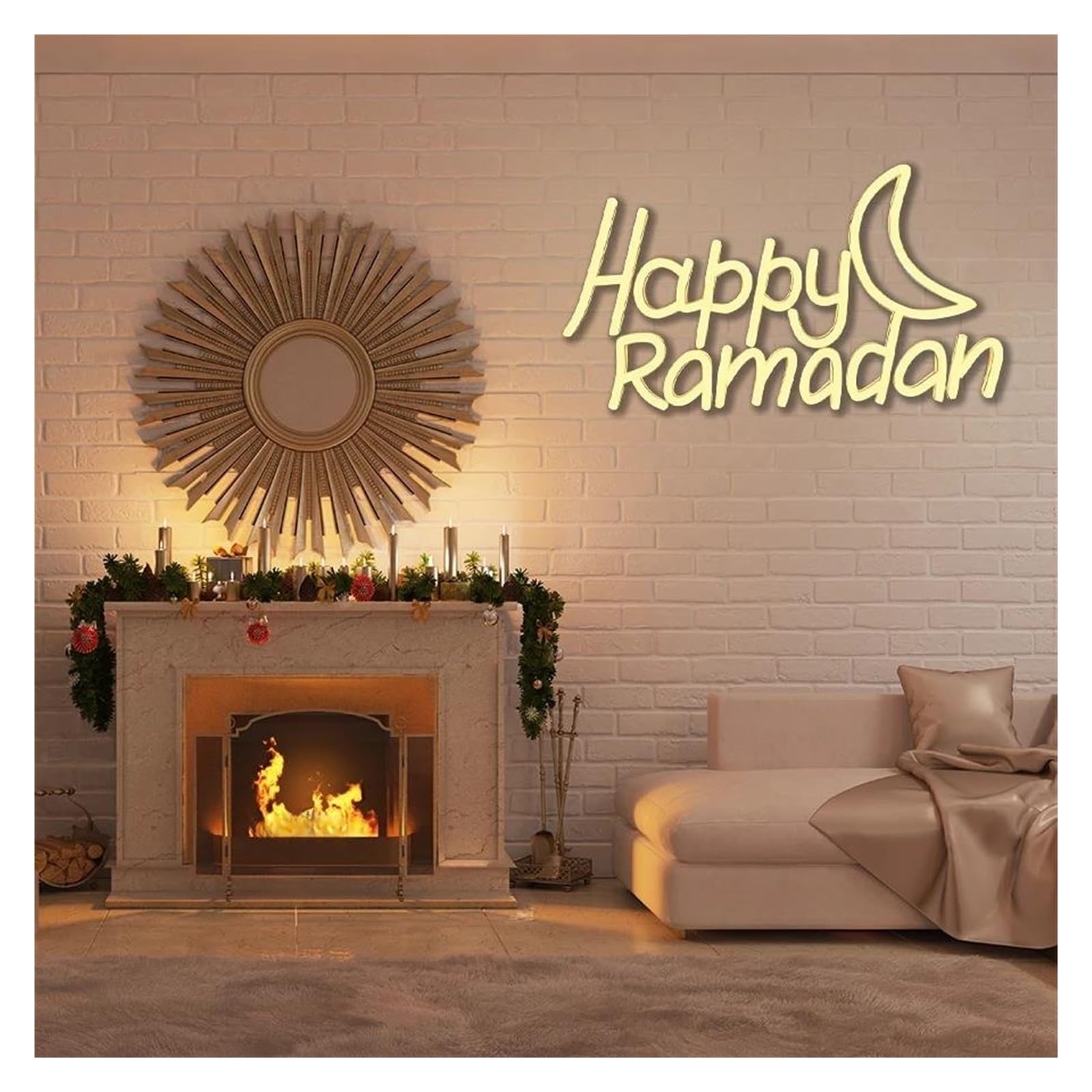Luci al Neon Da Parete Insegna Al Neon A Dimmerabile Happy Ramadan Per Camera Da Letto, Casa, Festa Di Ramadan Eid, Decorazione Da Parete, 38cmx21.5cm