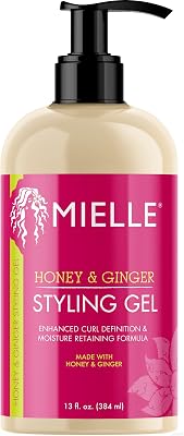 Mielle Organics Honey & Ginger Hair Gel - Styling Gel for Enhanced Curl Definition and Frizz Reduction - Enriched with Aloe & Babassu Oil to Nourish Dry, Curly or Frizzy Hair (13 Fl Oz)