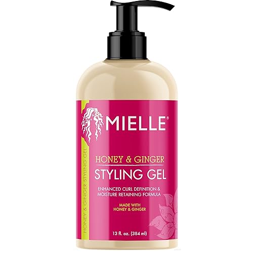 Mielle Organics Gel de peinado de miel y jengibre para una definición mejorada de rizos y retención de humedad con aloe para cabello seco rizado
