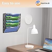 Vista 7 de Kuntine.B Wall File Organizer Office Hanging Magazine Holder Wall File Organizer for Office Home (Black, 5 Tier)