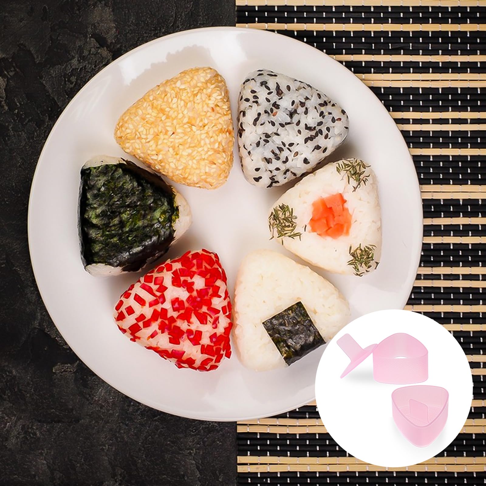 Moule A Sushi Lot De 3 Moules à Sushis Triangulaires Classiques En Forme De Boule De Riz, 2 Louches à Riz, Pour Déjeuner, Bento, Bricolage à La Maison Moule à Sushi