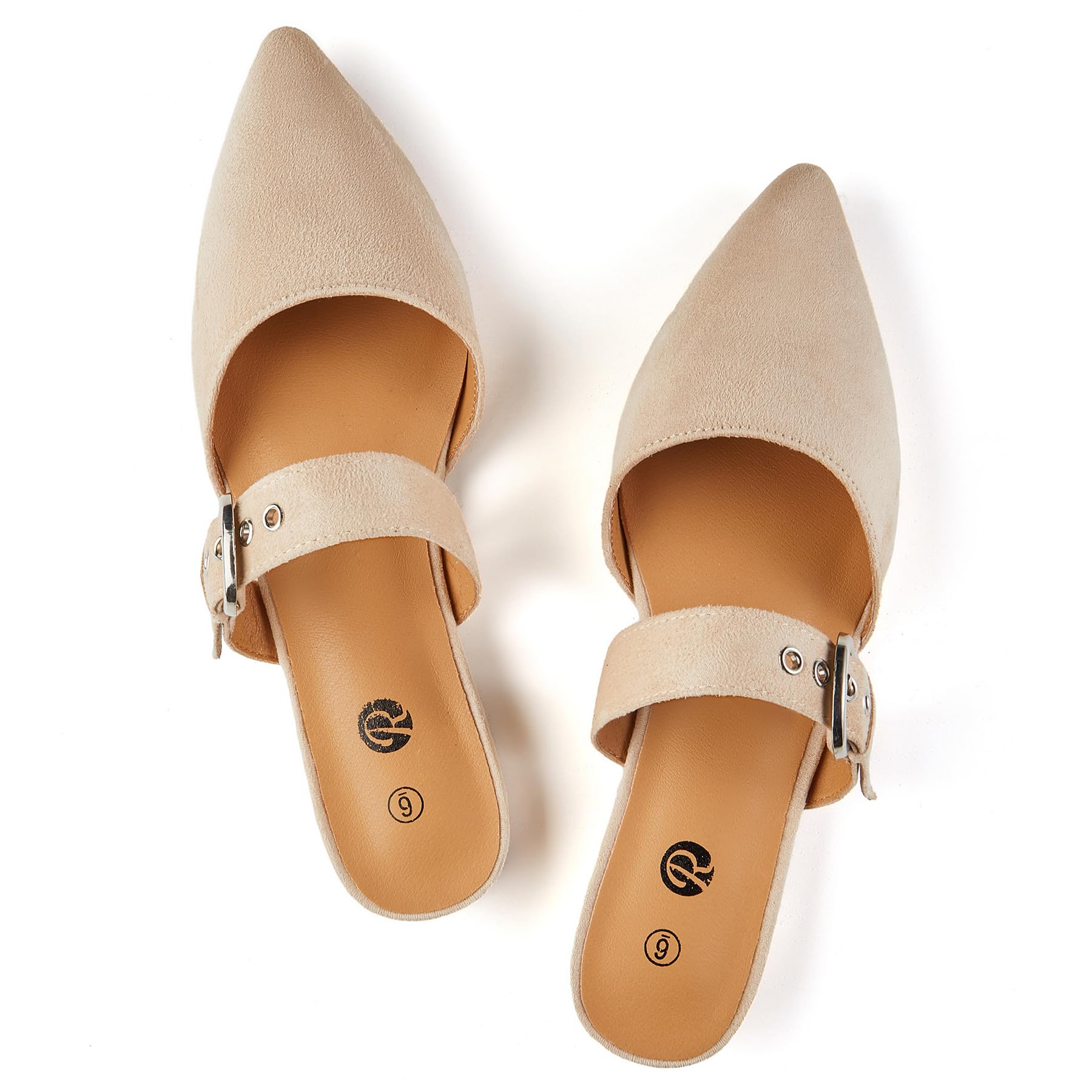 Rekayla Mules for Women Adjustable Strap Pointed Toe Backless Loafer Shoes