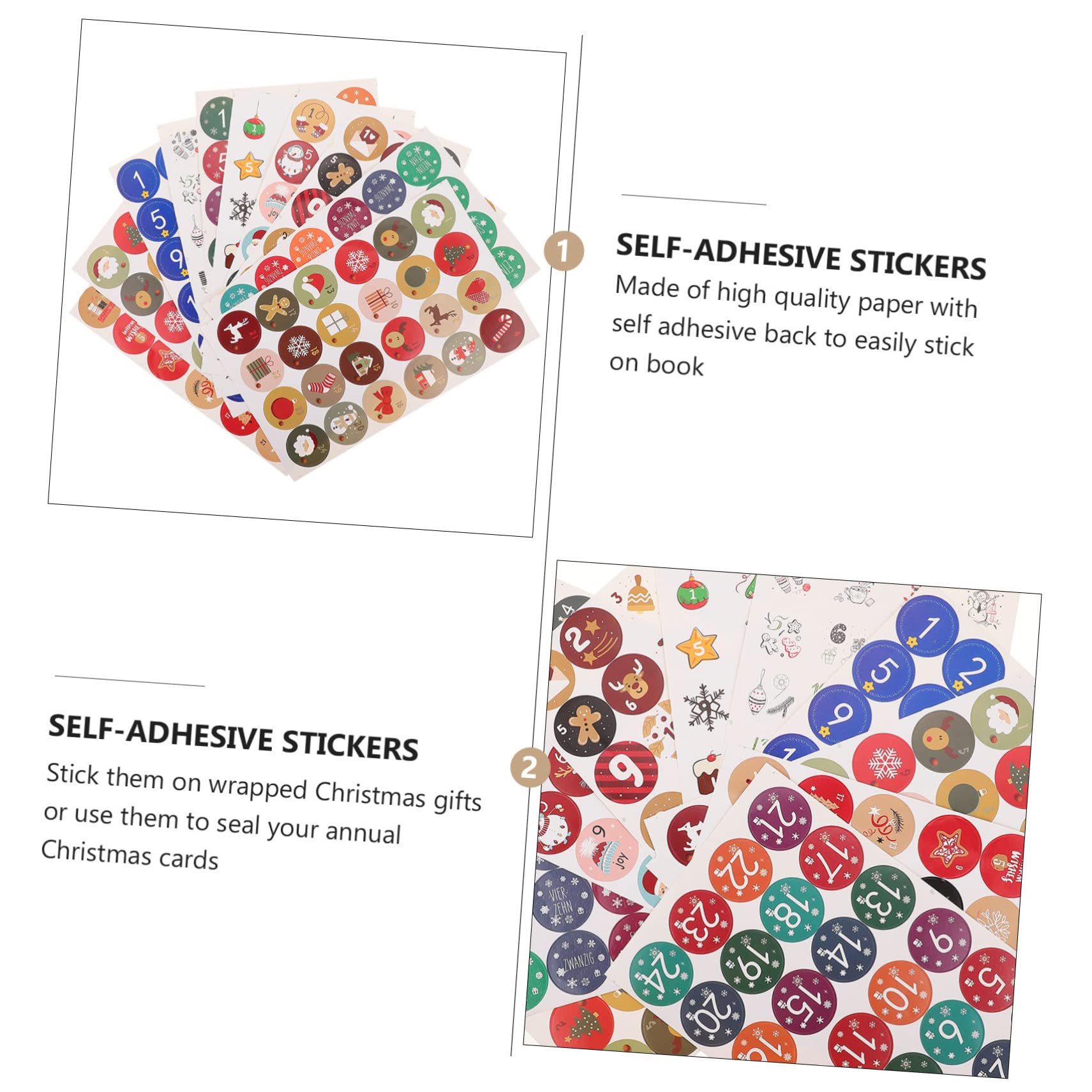 PRETYZOOM 3 Set Calendario Dellavvento Adesivi Natalizi Etichette Per Le Feste Adesivi Decorativi Facili Da Applicare Numeri Adesivi Forte Temi Festivi Unici 10 Fogli*3