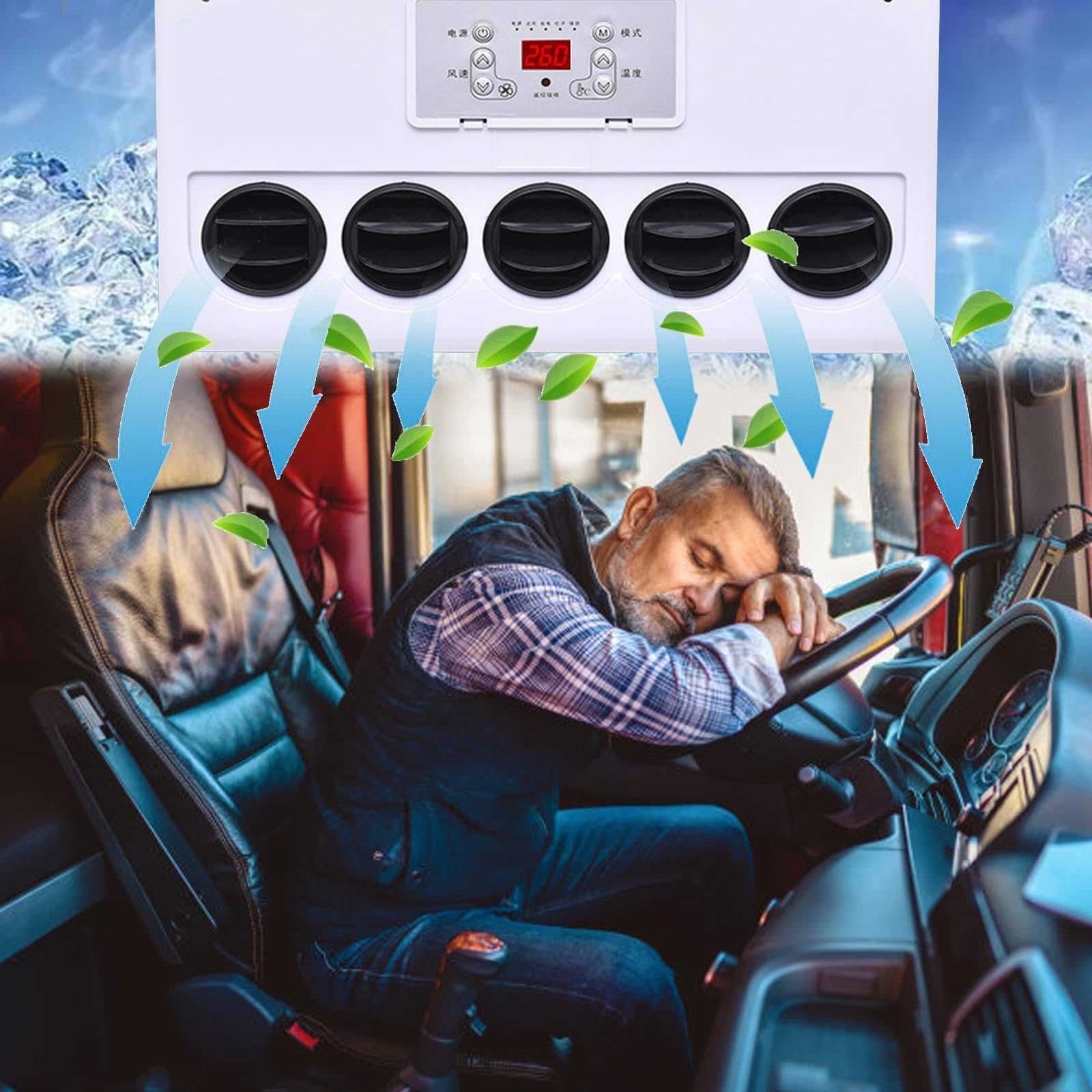 12V/24V Aire Acondicionado Split Para Vehículos Recreativos - Enfriamiento Rápido Y Bajo Nivel De Ruido, Aire Acondicionado Eléctrico Split Para Cabina, Para Remolques,24V